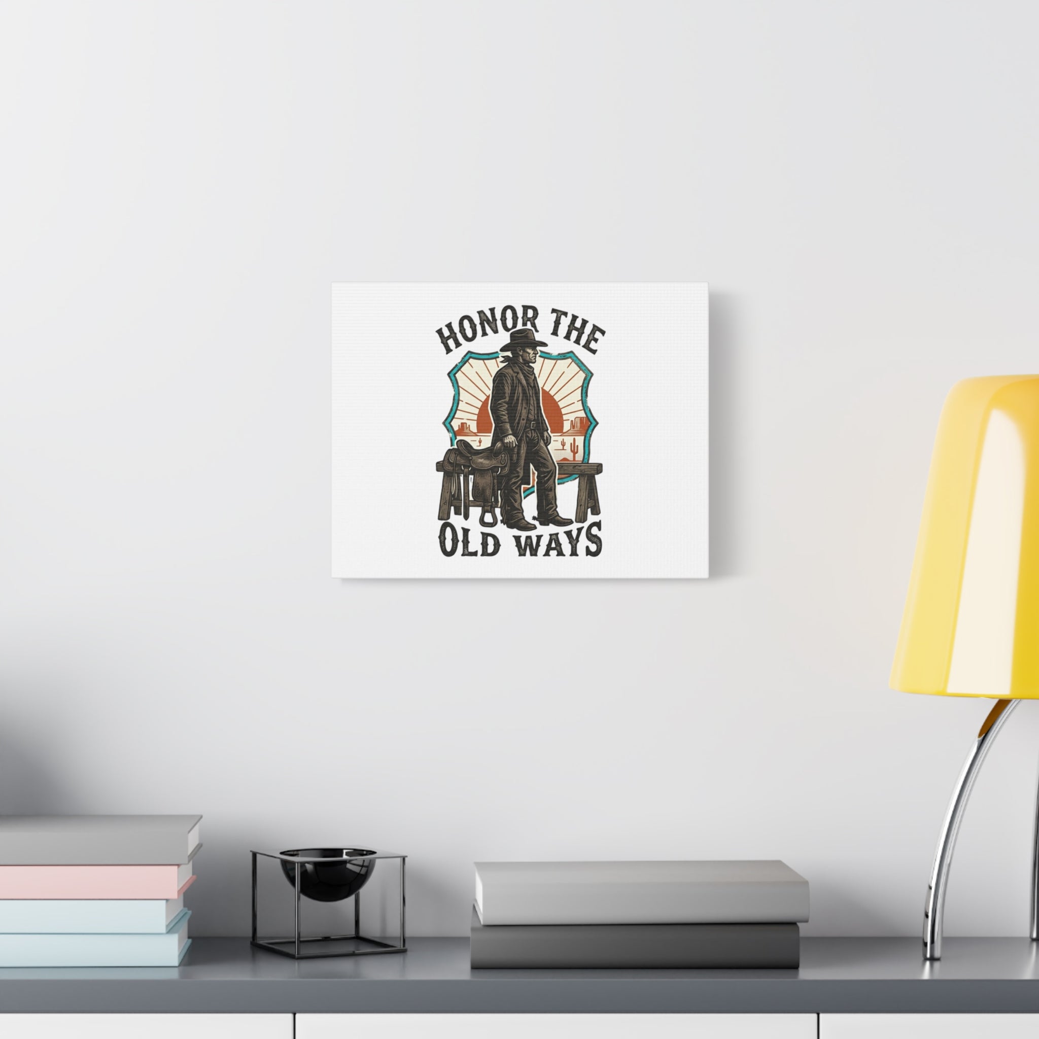 Honor the Old Ways Canvas, Western Americana vintage cowboy frontier 36" x 36" 1.25"