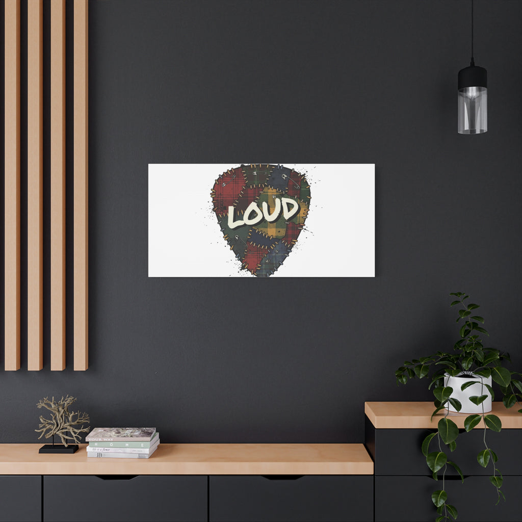 Plaid Patchwork Guitar Pick Canvas, Grunge Revival, 90s Rock Plaid Aesthetic 36" x 36" 1.25"