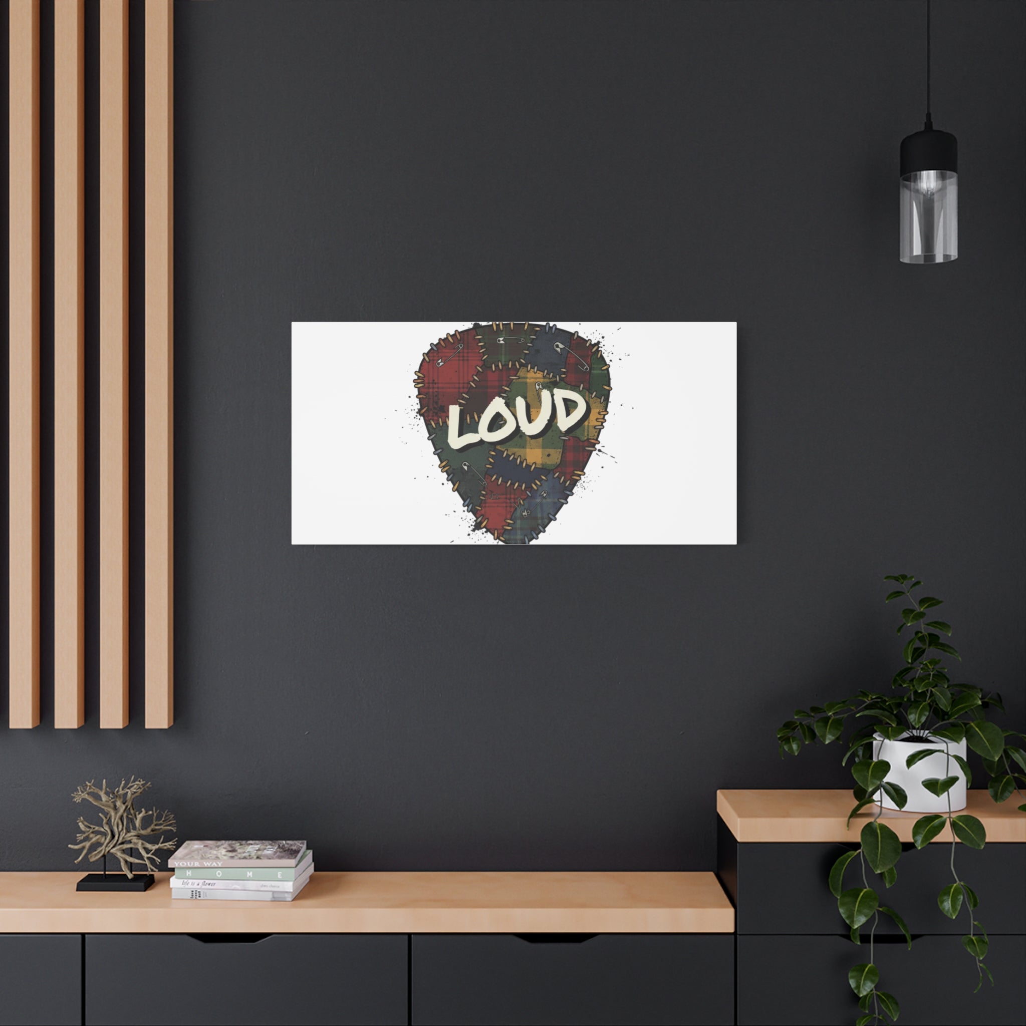 Plaid Patchwork Guitar Pick Canvas, Grunge Revival, 90s Rock Plaid Aesthetic 36" x 36" 1.25"