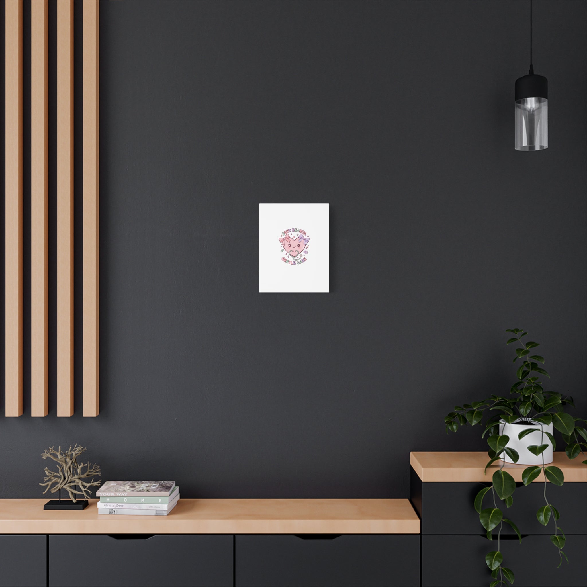 Soft Hearts Gentle Care Canvas, Cute Nurse Graphic | Pastel Coquette Medical Art 36" x 36" 1.25"