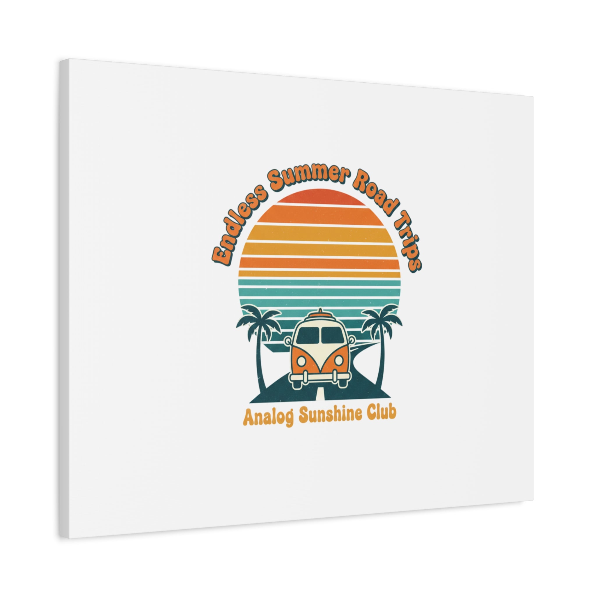 Endless Summer Road Trips Canvas | 1970s Sunset, Retro Surf Palm Art 36" x 36" 1.25"