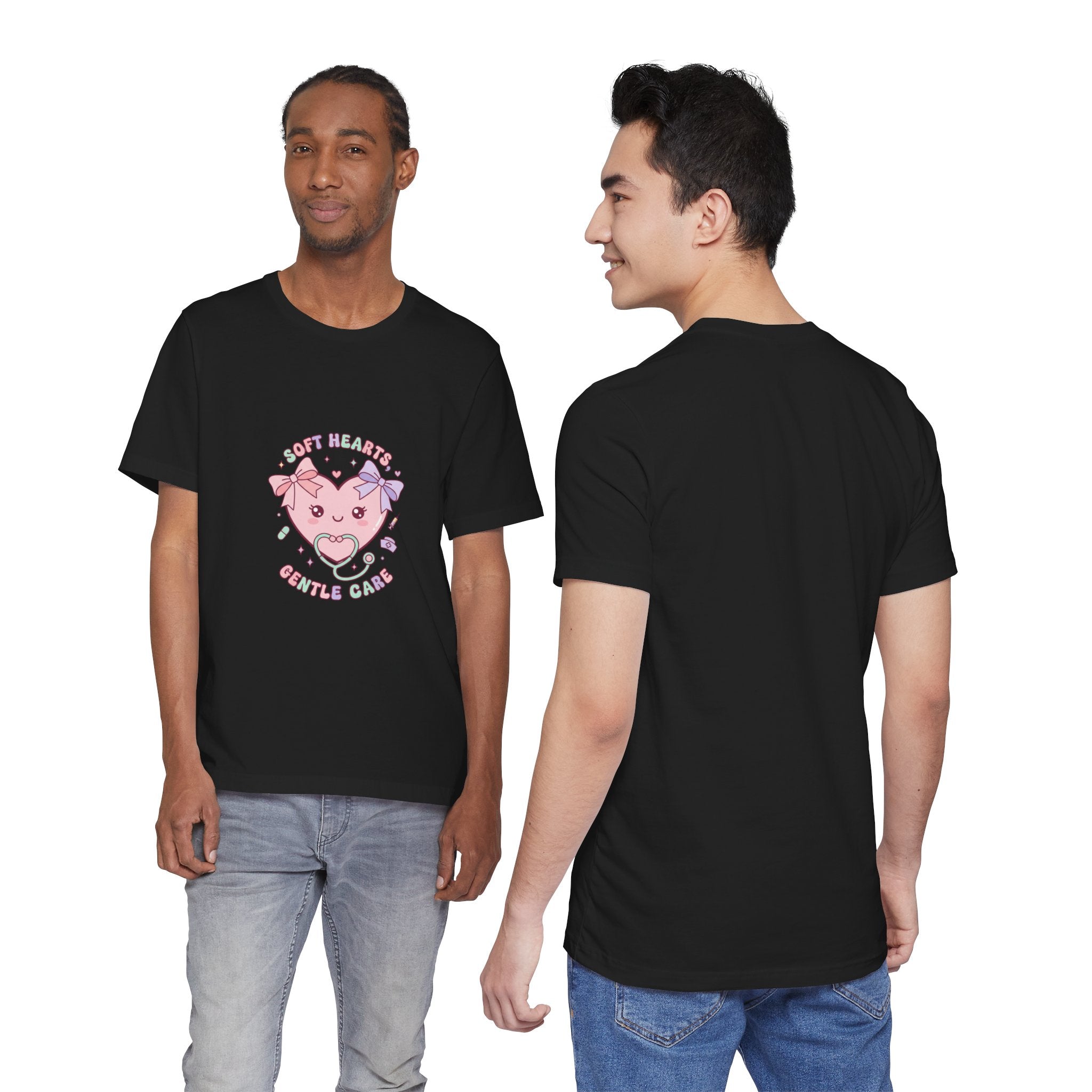 Kawaii Nurse Heart Tee | pastel healthcare design, coquette medical shirt Navy