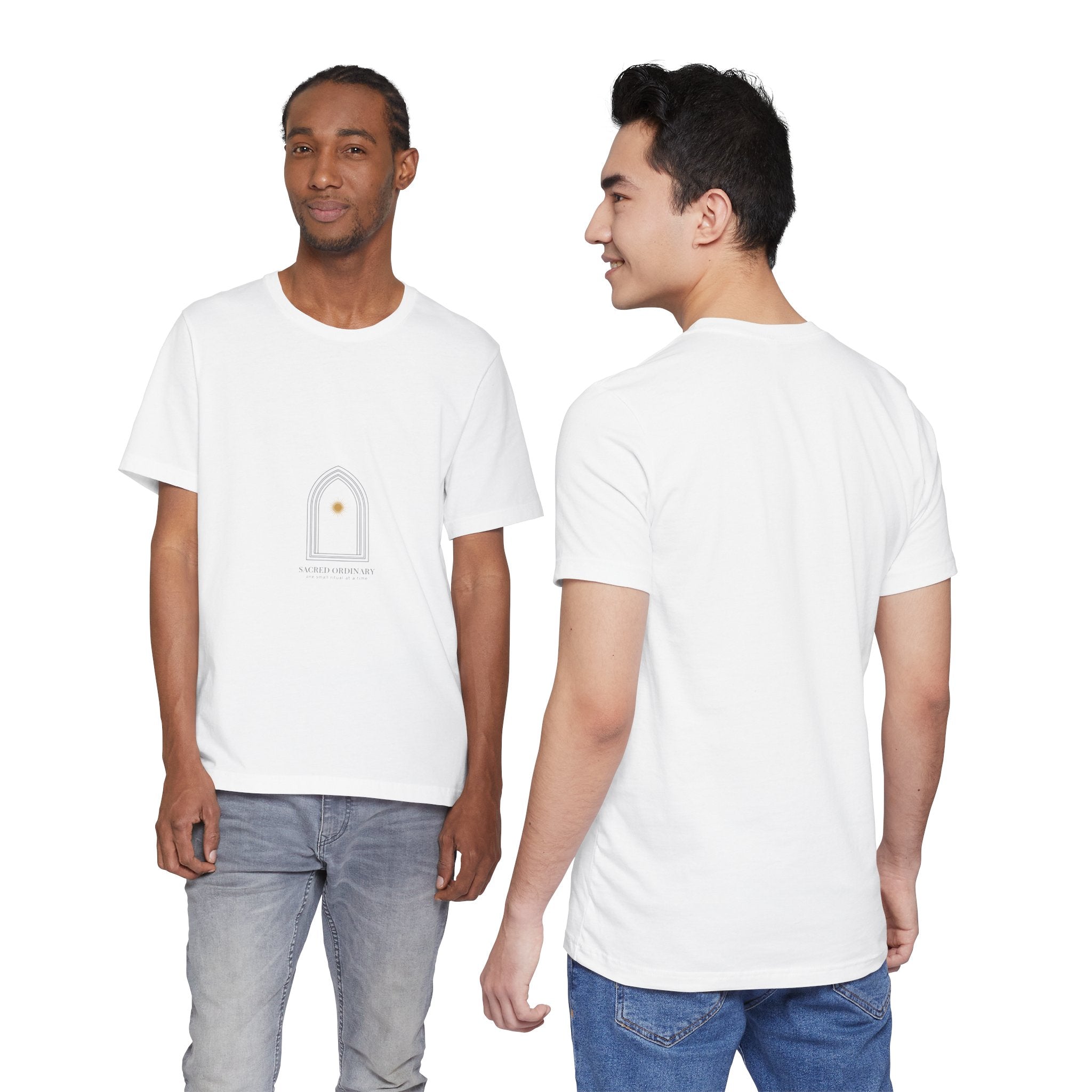 Gothic Arch Minimal Tee | Monastic Minimalism, serene typography Navy