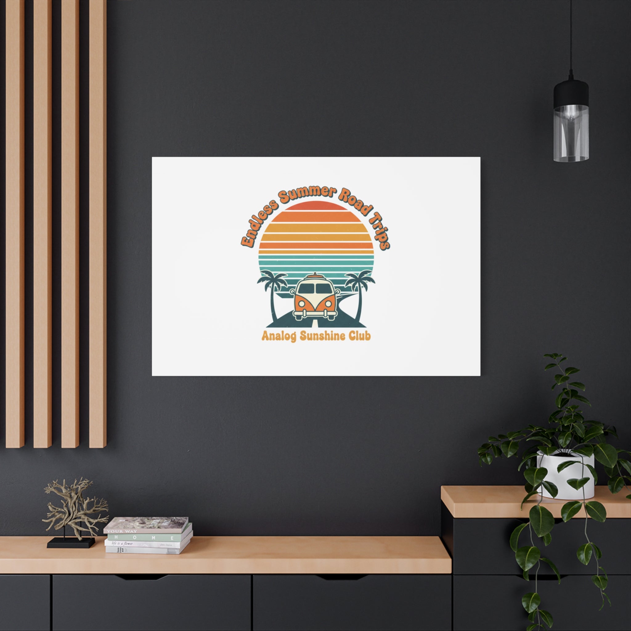 Endless Summer Road Trips Canvas | 1970s Sunset, Retro Surf Palm Art 36" x 36" 1.25"