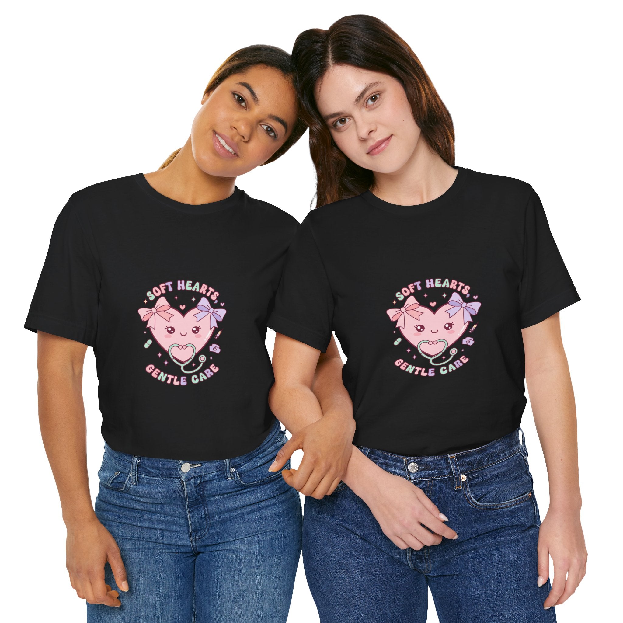 Kawaii Nurse Heart Tee | pastel healthcare design, coquette medical shirt Navy