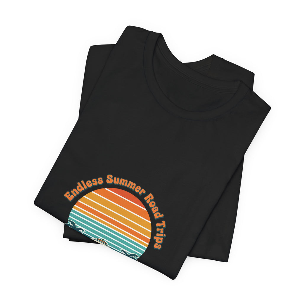 Retro 70s Sunset Surf Graphic Tee | Vintage Palm Golden Hour Postcard