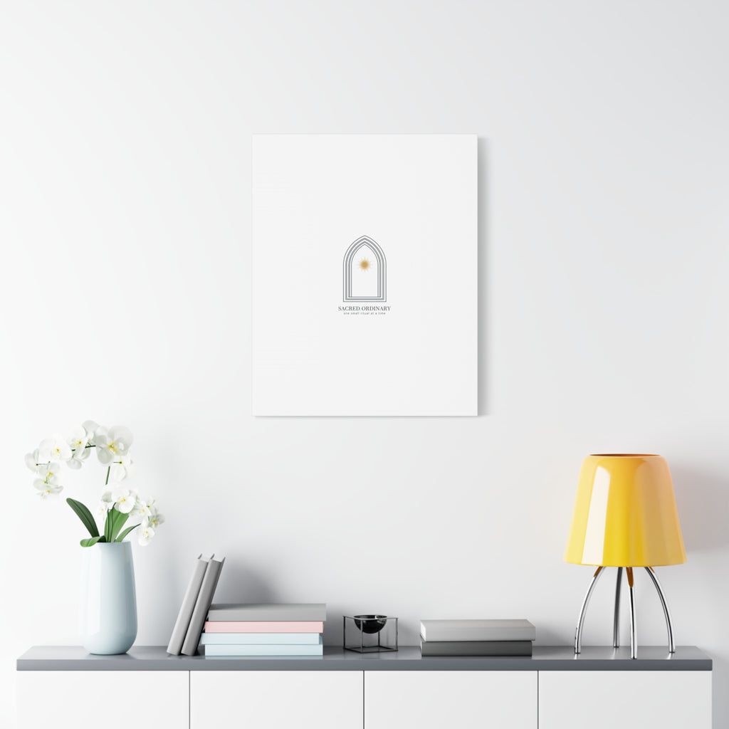 Sacred Ordinary Gothic Arch Canvas | Minimal Scripture Art, Quiet Luxury
