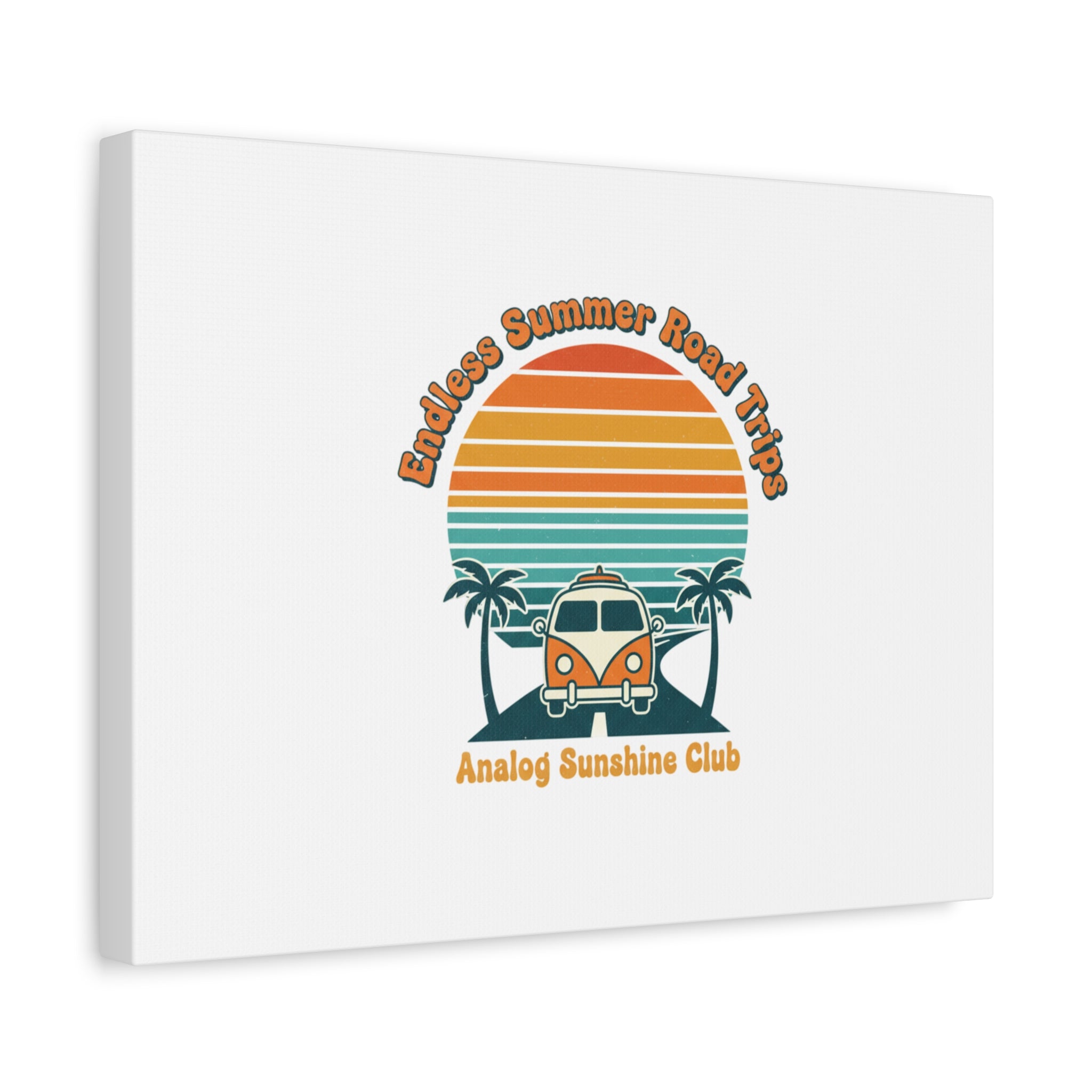 Endless Summer Road Trips Canvas | 1970s Sunset, Retro Surf Palm Art 36" x 36" 1.25"