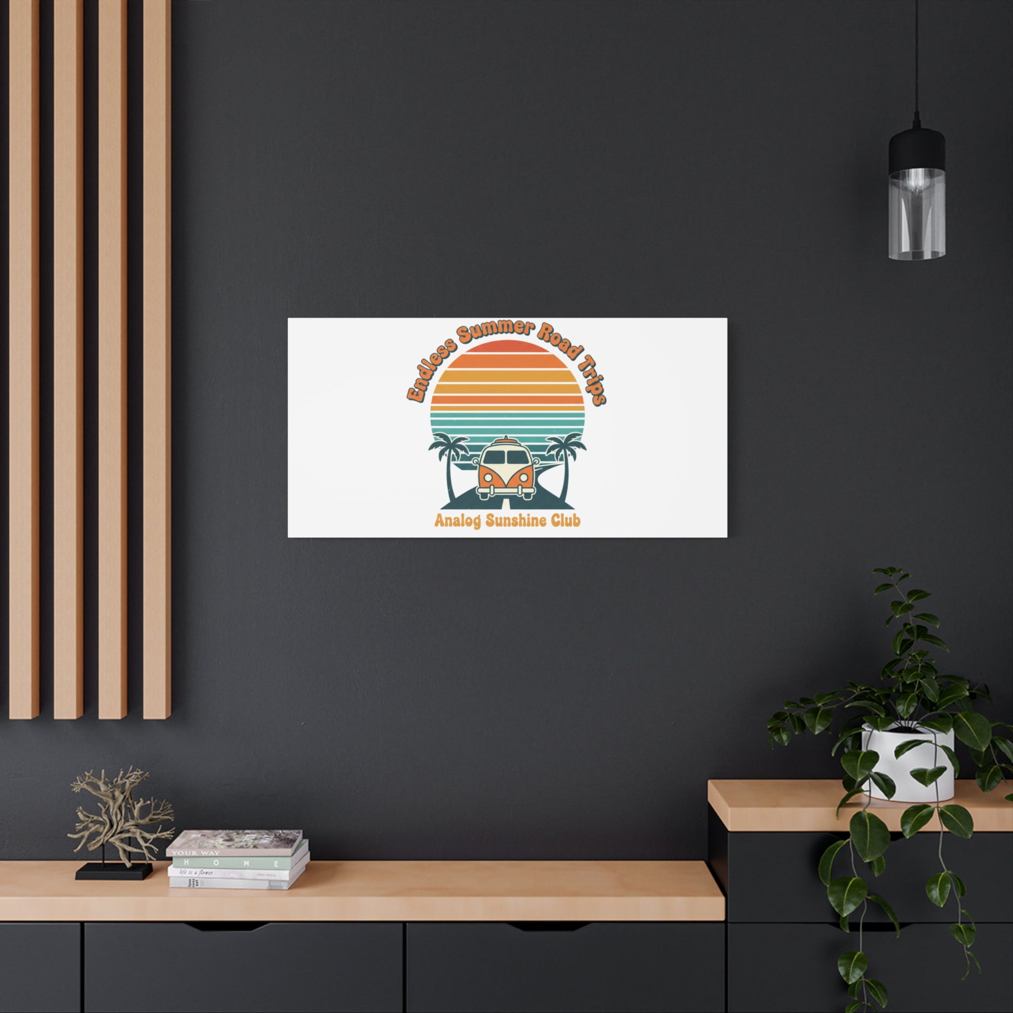 Endless Summer Road Trips Canvas | 1970s Sunset, Retro Surf Palm Art 36" x 36" 1.25"