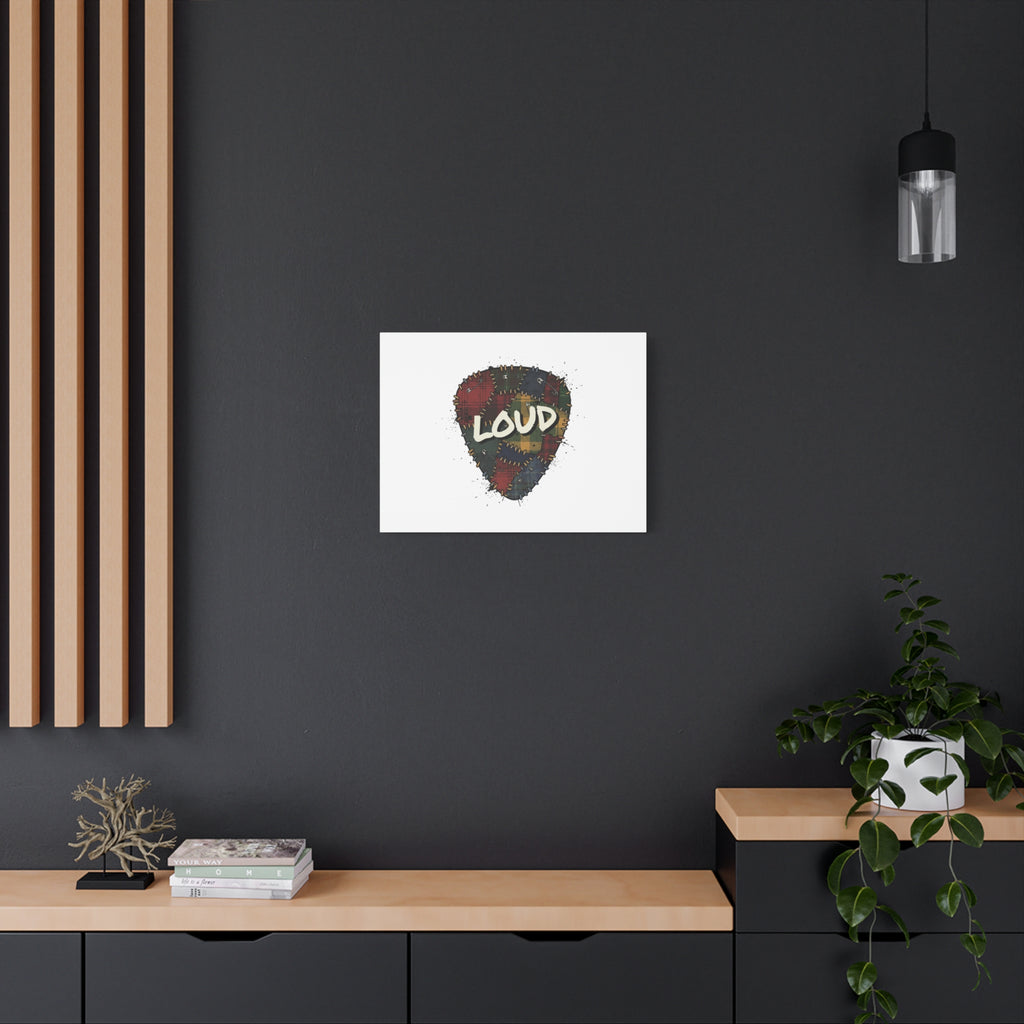 Plaid Patchwork Guitar Pick Canvas, Grunge Revival, 90s Rock Plaid Aesthetic 36" x 36" 1.25"