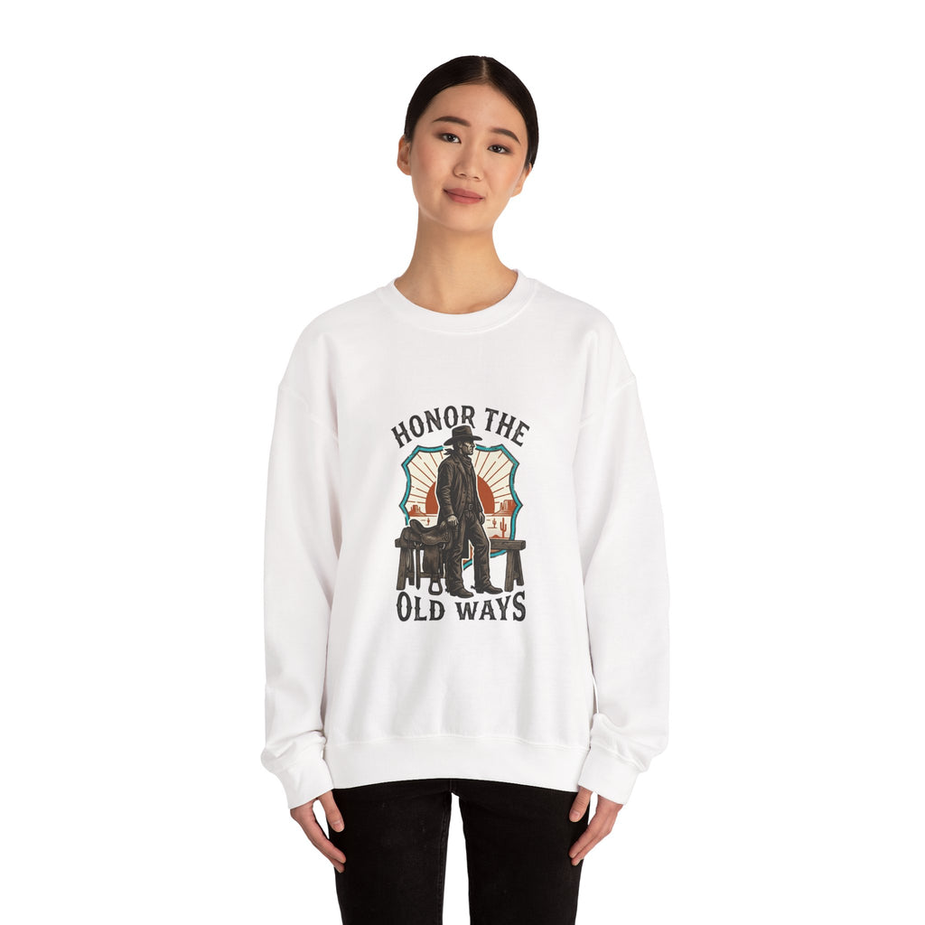 Honor the Old Ways Crewneck Sweatshirt | Western, Americana, Vintage. Navy
