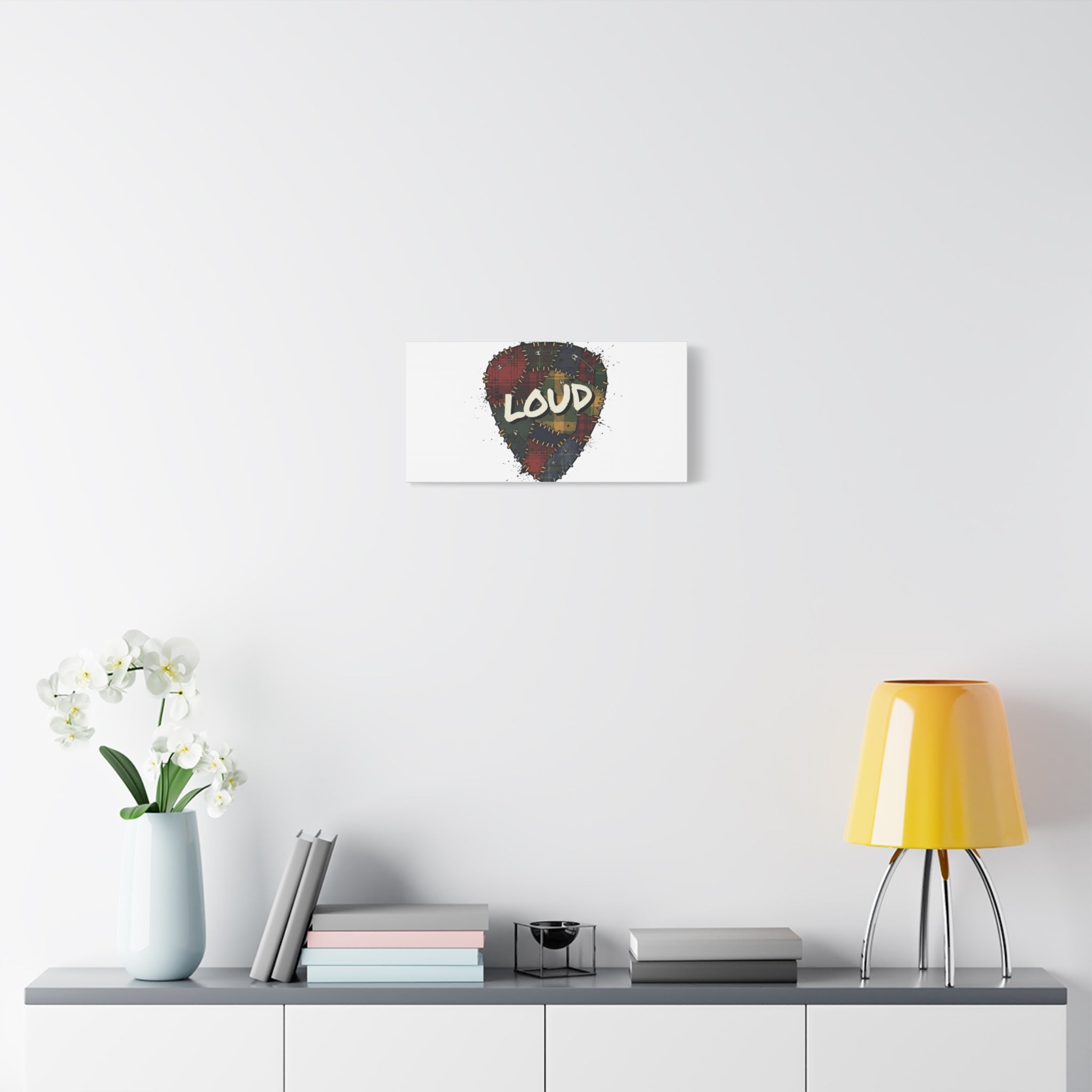 Plaid Patchwork Guitar Pick Canvas, Grunge Revival, 90s Rock Plaid Aesthetic 36" x 36" 1.25"
