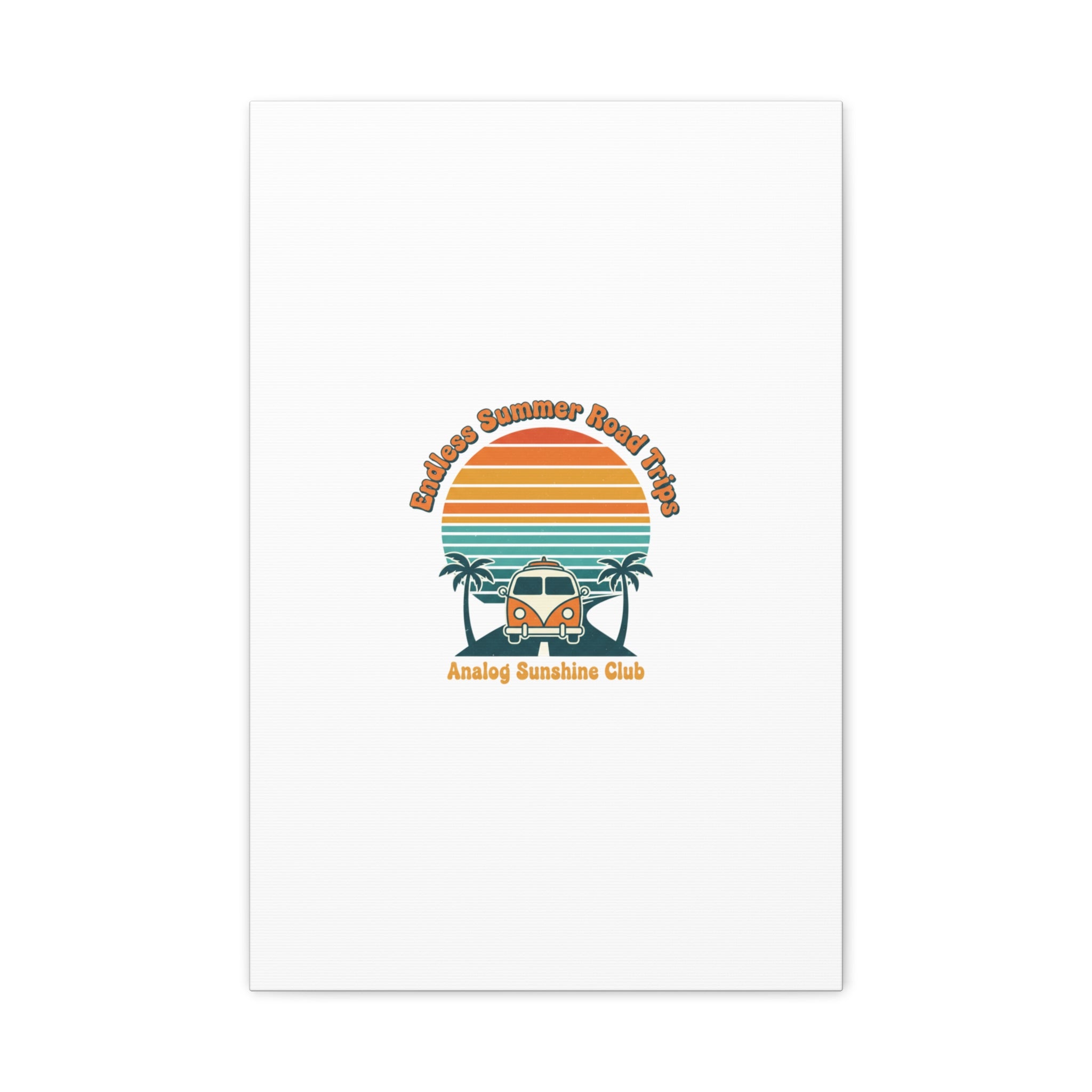 Endless Summer Road Trips Canvas | 1970s Sunset, Retro Surf Palm Art 16″ x 24″ (Vertical) 1.25"