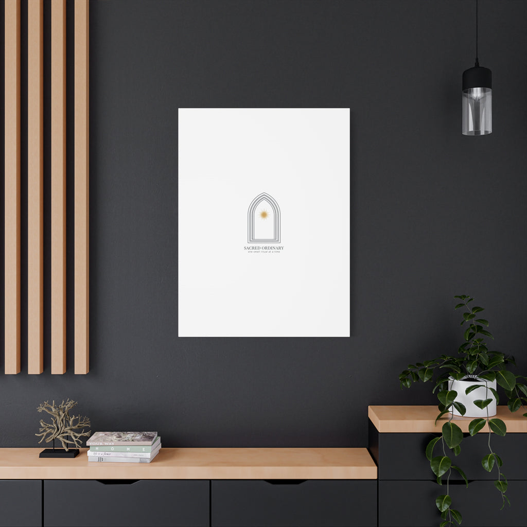 Sacred Ordinary Gothic Arch Canvas | Minimal Scripture Art, Quiet Luxury 36" x 36" 1.25"