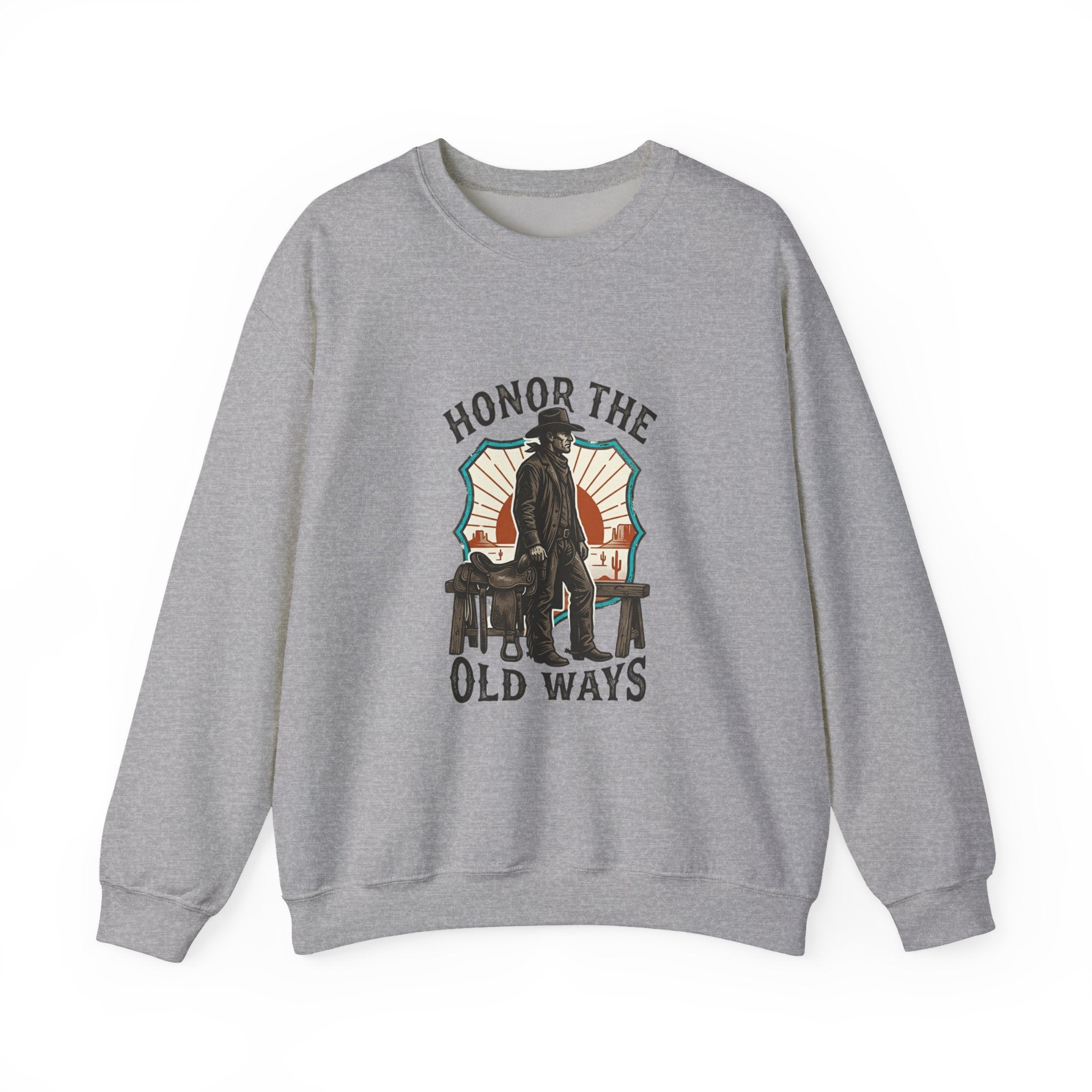 Honor the Old Ways Crewneck Sweatshirt | Western, Americana, Vintage. Sport Grey
