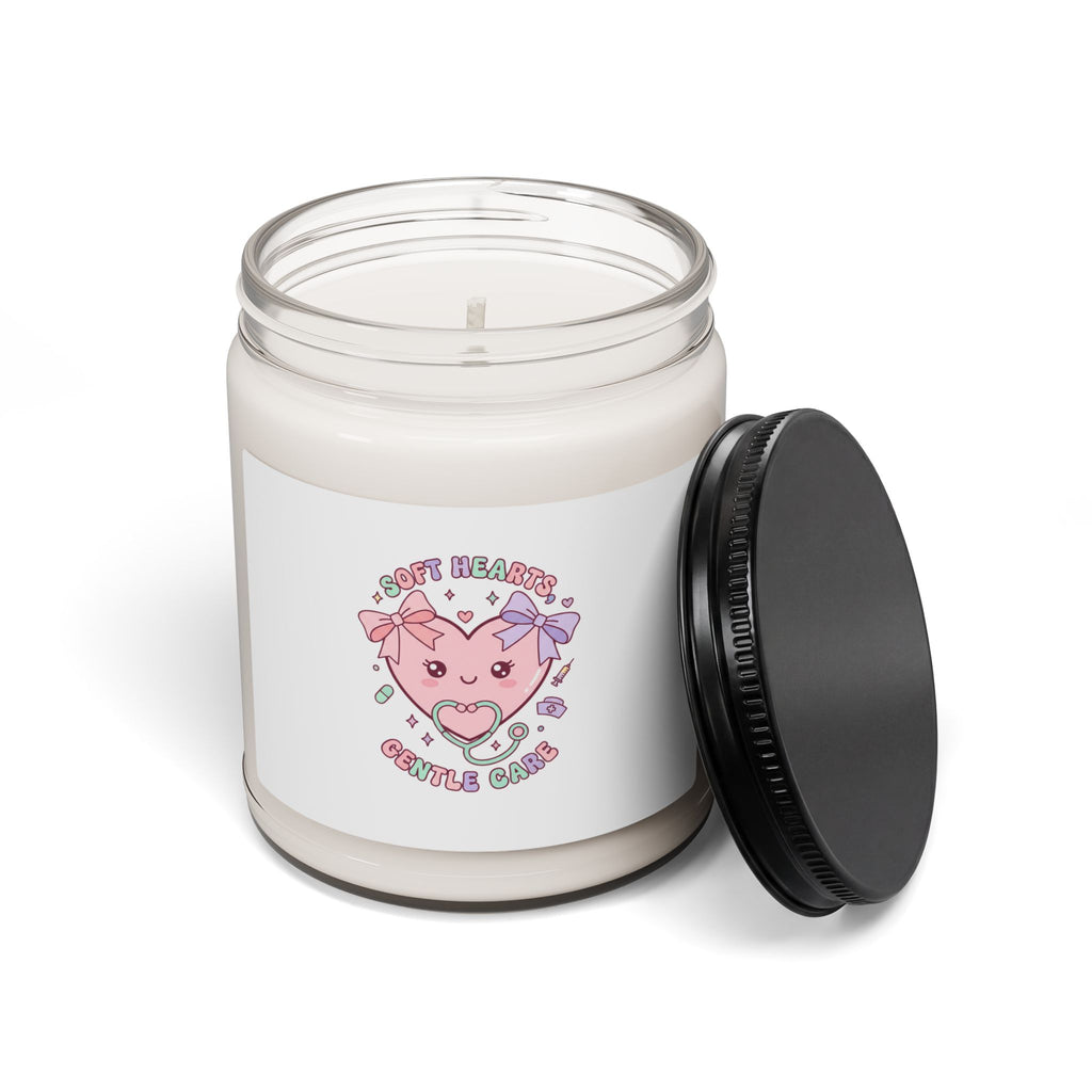 Cute Nurse Heart Candle, Scented Soy Candle | Pastel Coquette Medical White Sage and Lavender 9oz