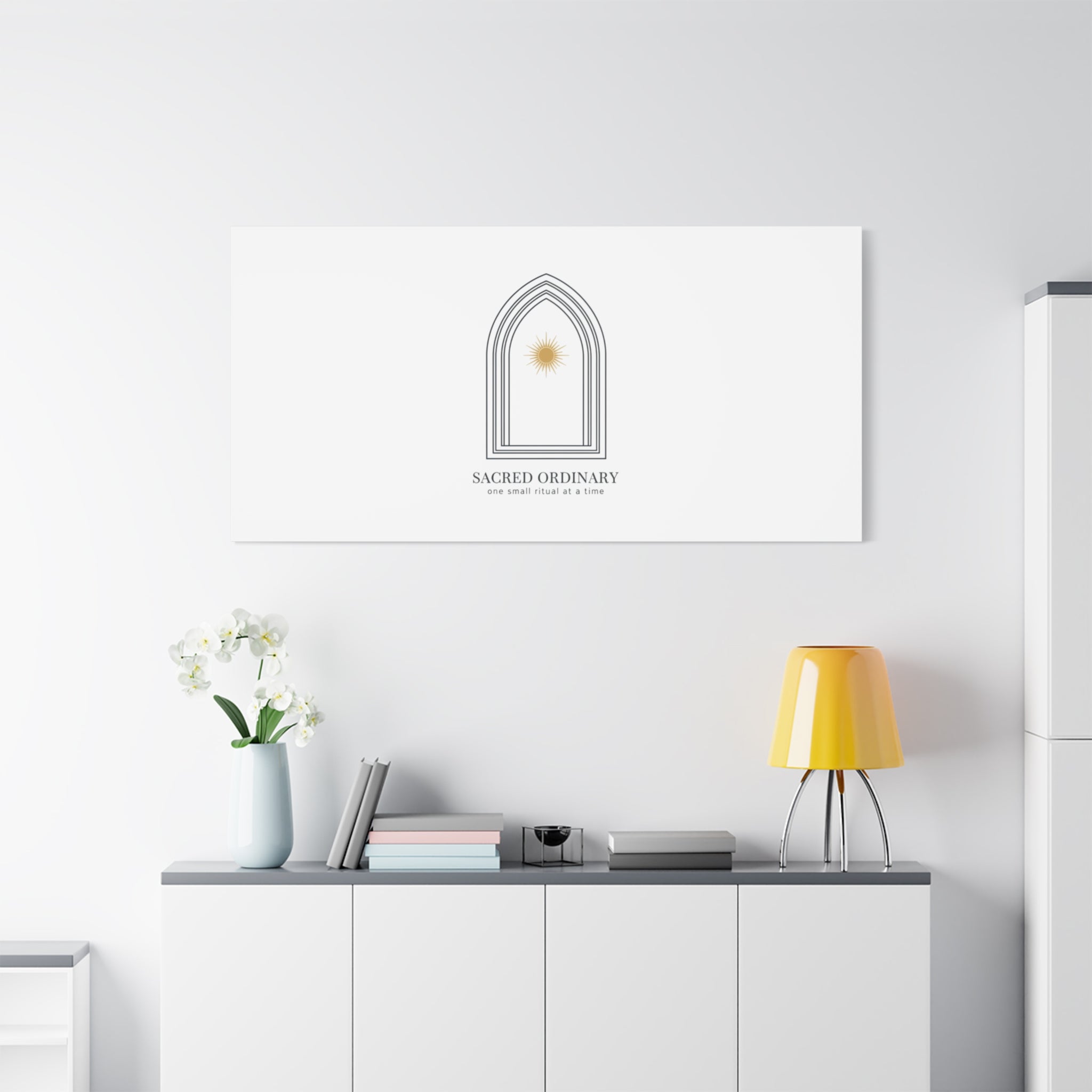 Sacred Ordinary Gothic Arch Canvas | Minimal Scripture Art, Quiet Luxury 36" x 36" 1.25"