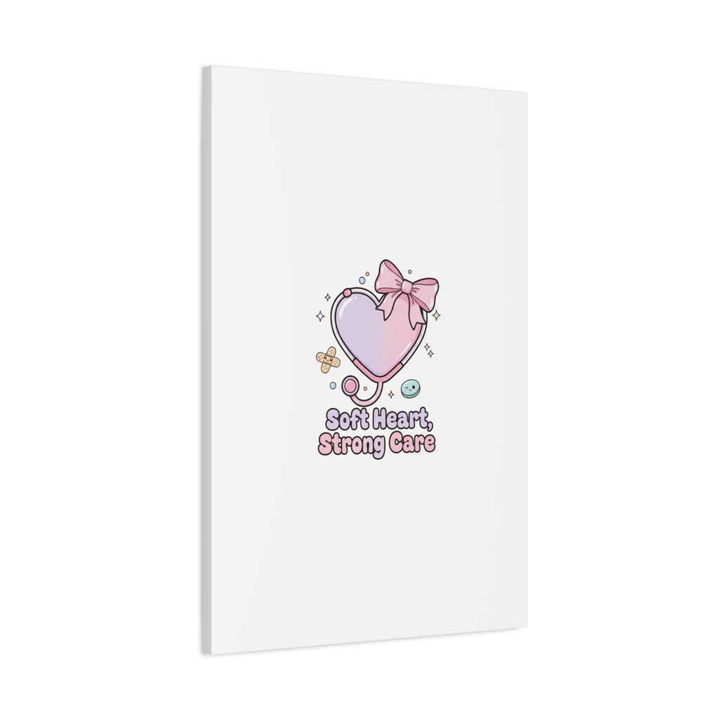Soft Heart Strong Care Canvas, Pastel Cute Nurse Medical Art | Coquette Healthcare 36" x 36" 1.25"