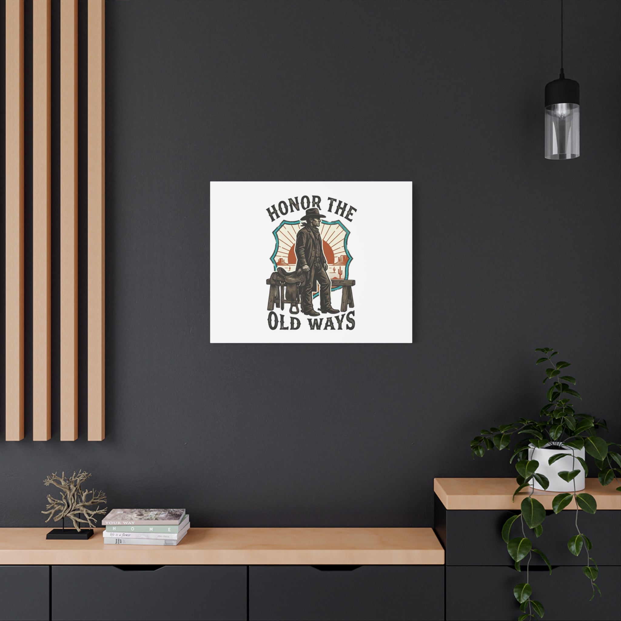 Honor the Old Ways Canvas, Western Americana vintage cowboy frontier 36" x 36" 1.25"