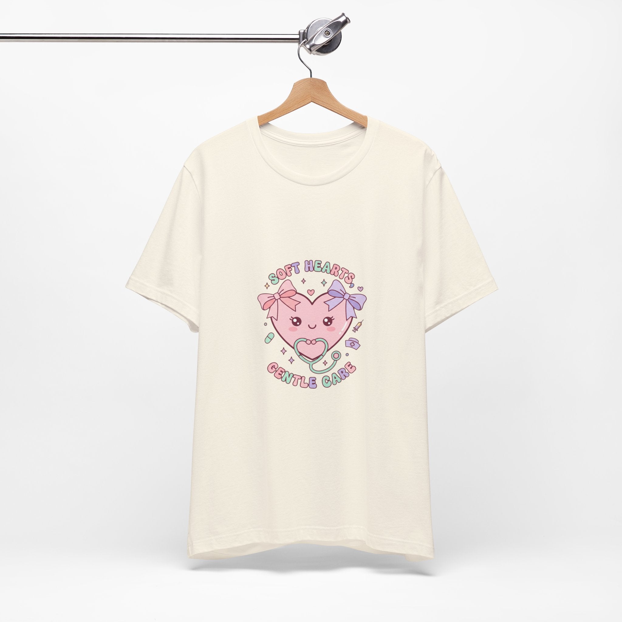 Kawaii Nurse Heart Tee | pastel healthcare design, coquette medical shirt Navy