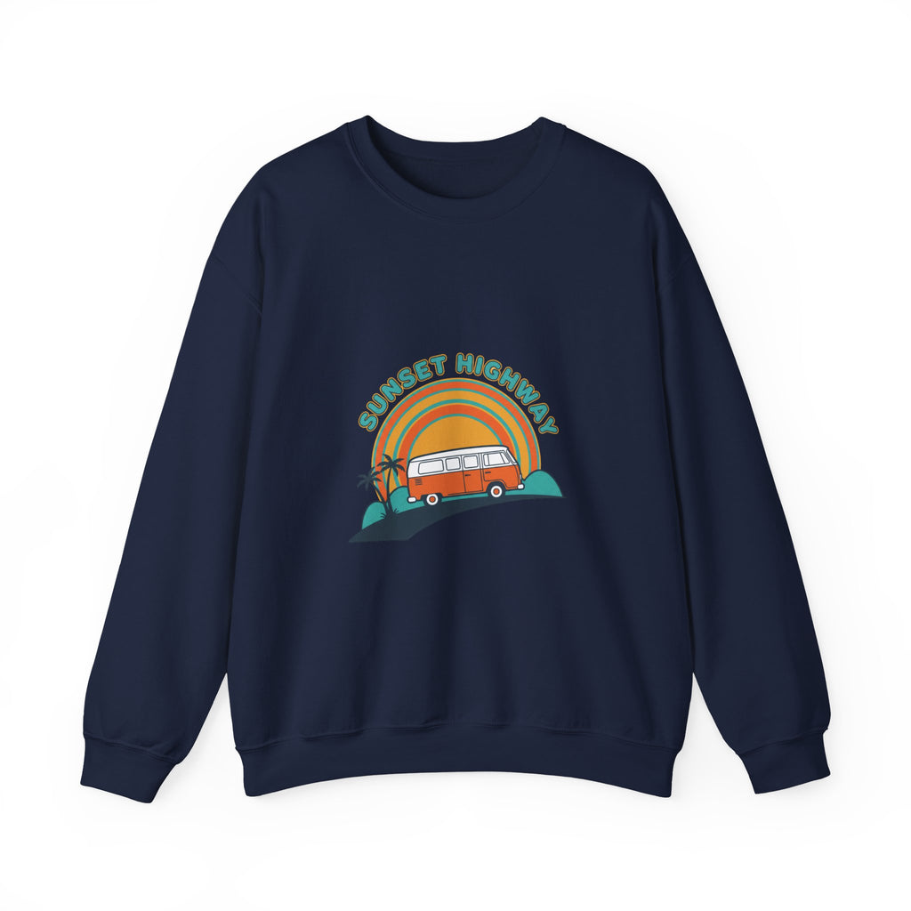 Sunset Highway Retro Surf Graphic Sweatshirt | 1970s Analog Sunshine, Vintage Palm