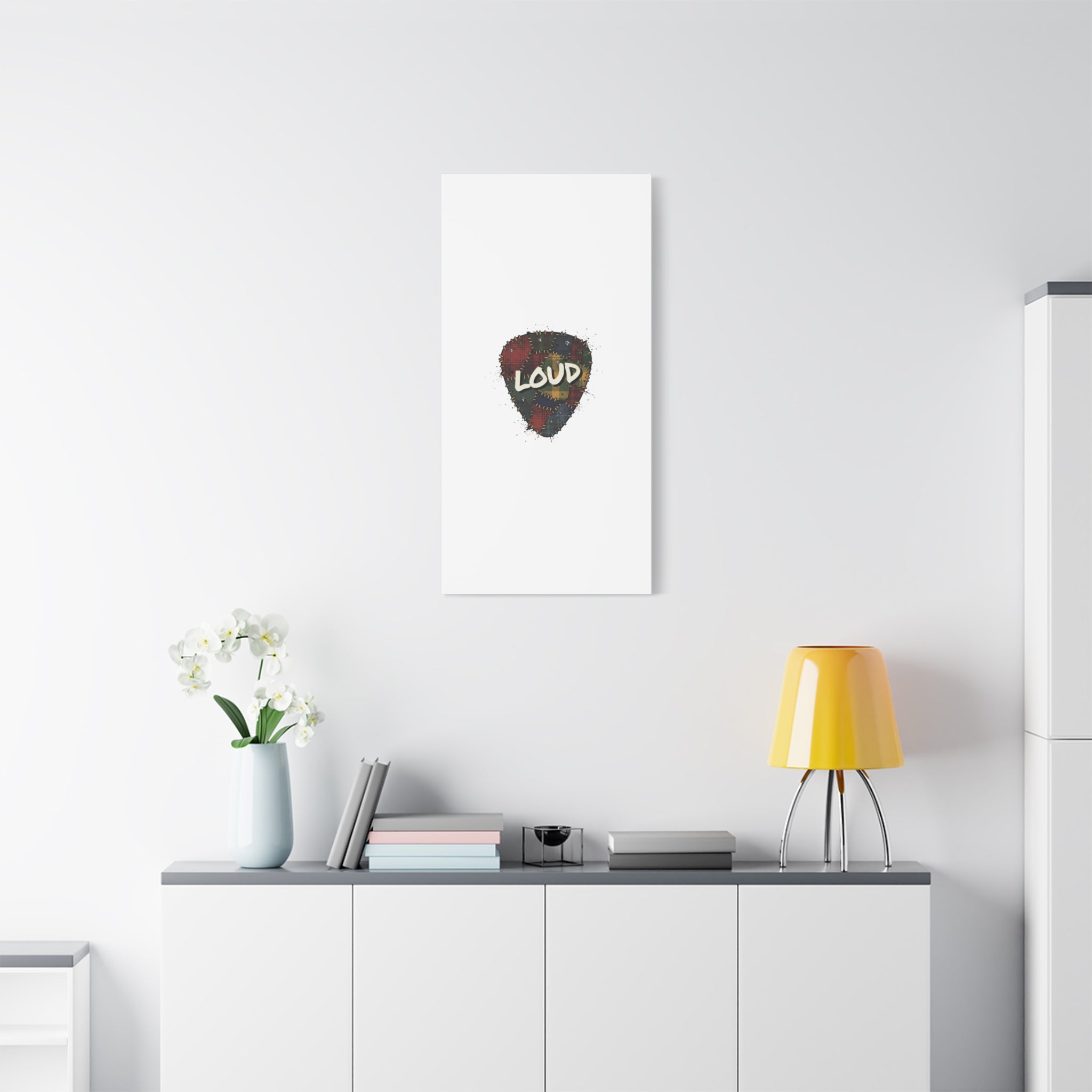 Plaid Patchwork Guitar Pick Canvas, Grunge Revival, 90s Rock Plaid Aesthetic 36" x 36" 1.25"