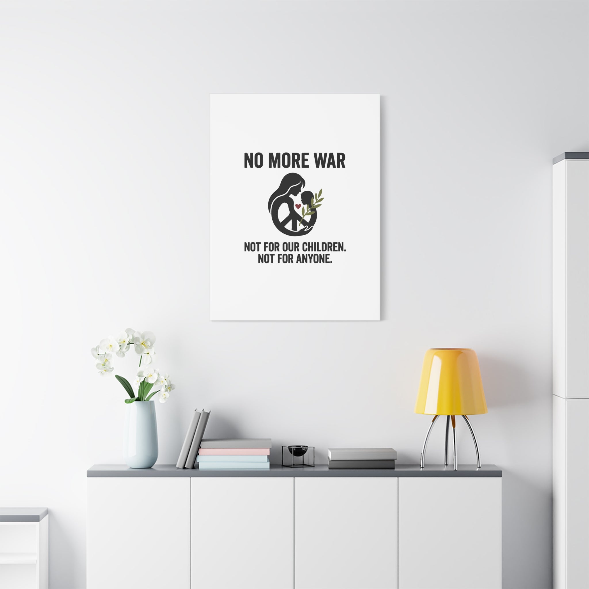 No More War Canvas, Anti-War Peace Protest Wall Art | Solidarity Ceasefire. 36" x 36" 1.25"