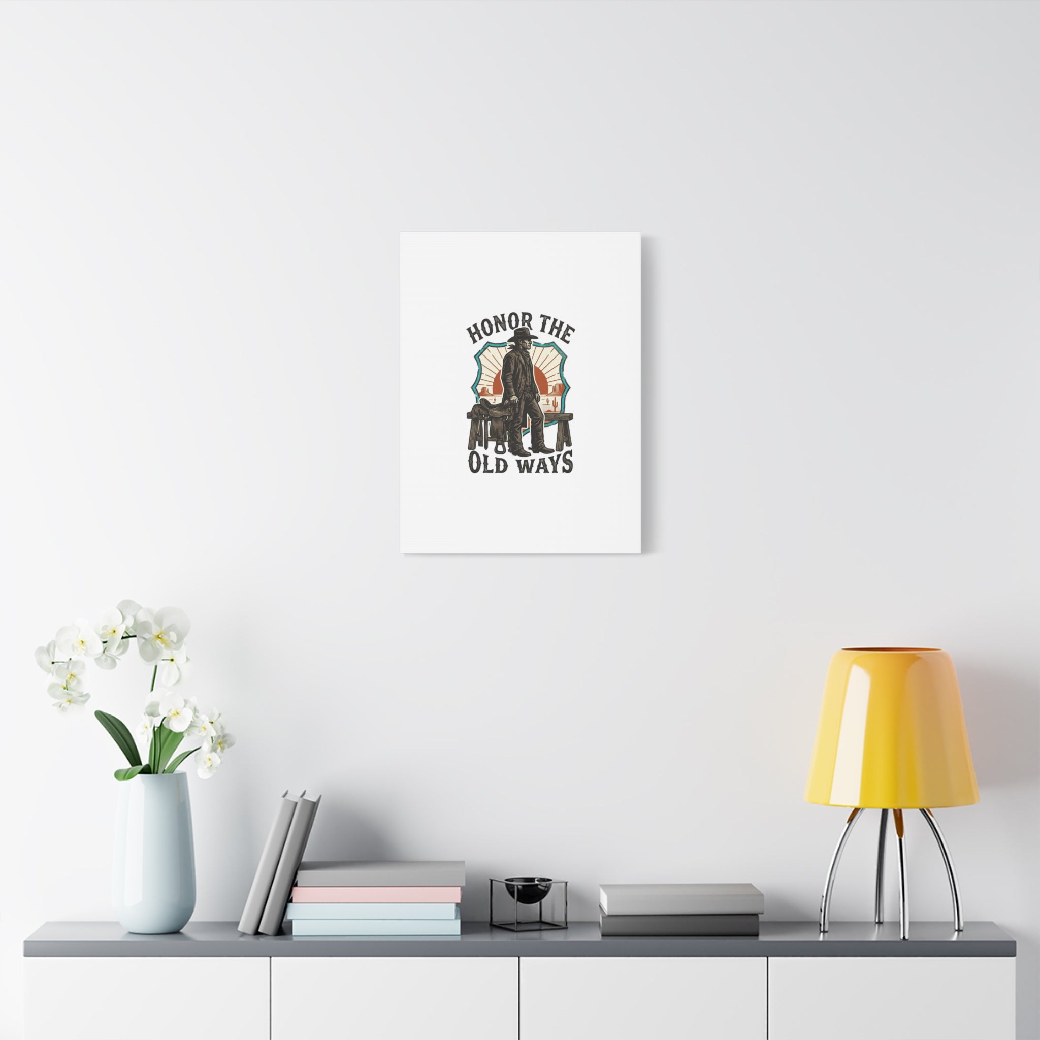 Honor the Old Ways Canvas, Western Americana vintage cowboy frontier 36" x 36" 1.25"