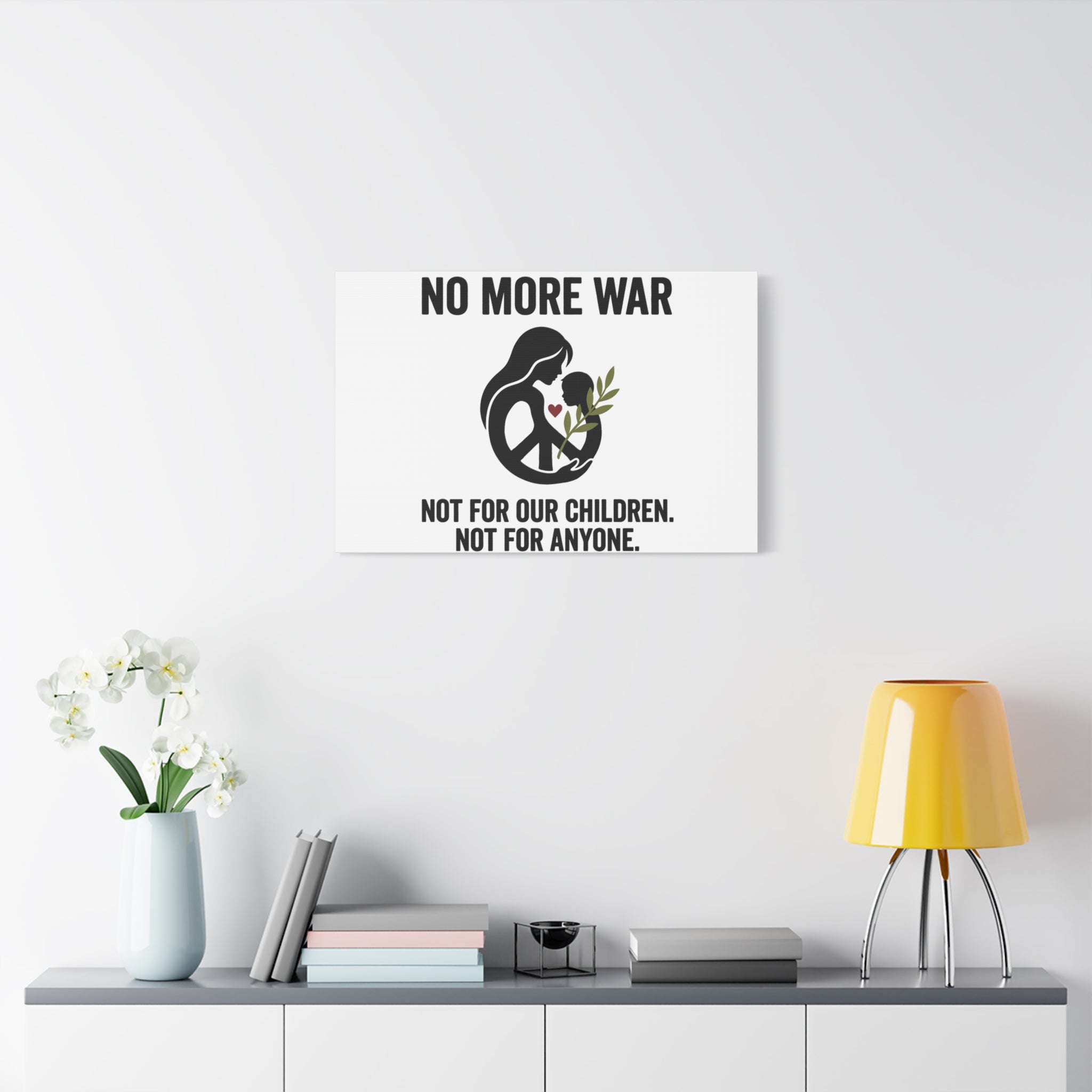 No More War Canvas, Anti-War Peace Protest Wall Art | Solidarity Ceasefire. 36" x 36" 1.25"