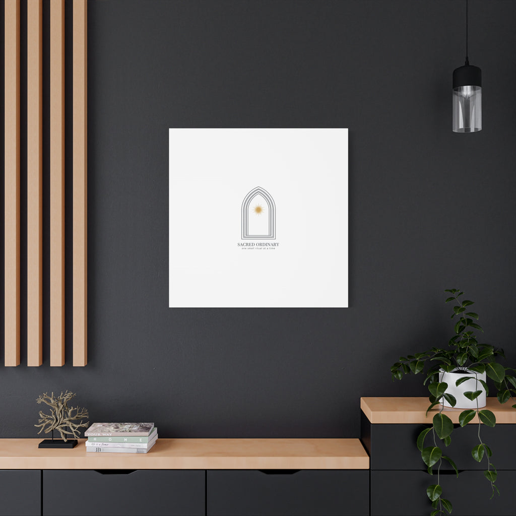 Sacred Ordinary Gothic Arch Canvas | Minimal Scripture Art, Quiet Luxury 36" x 36" 1.25"