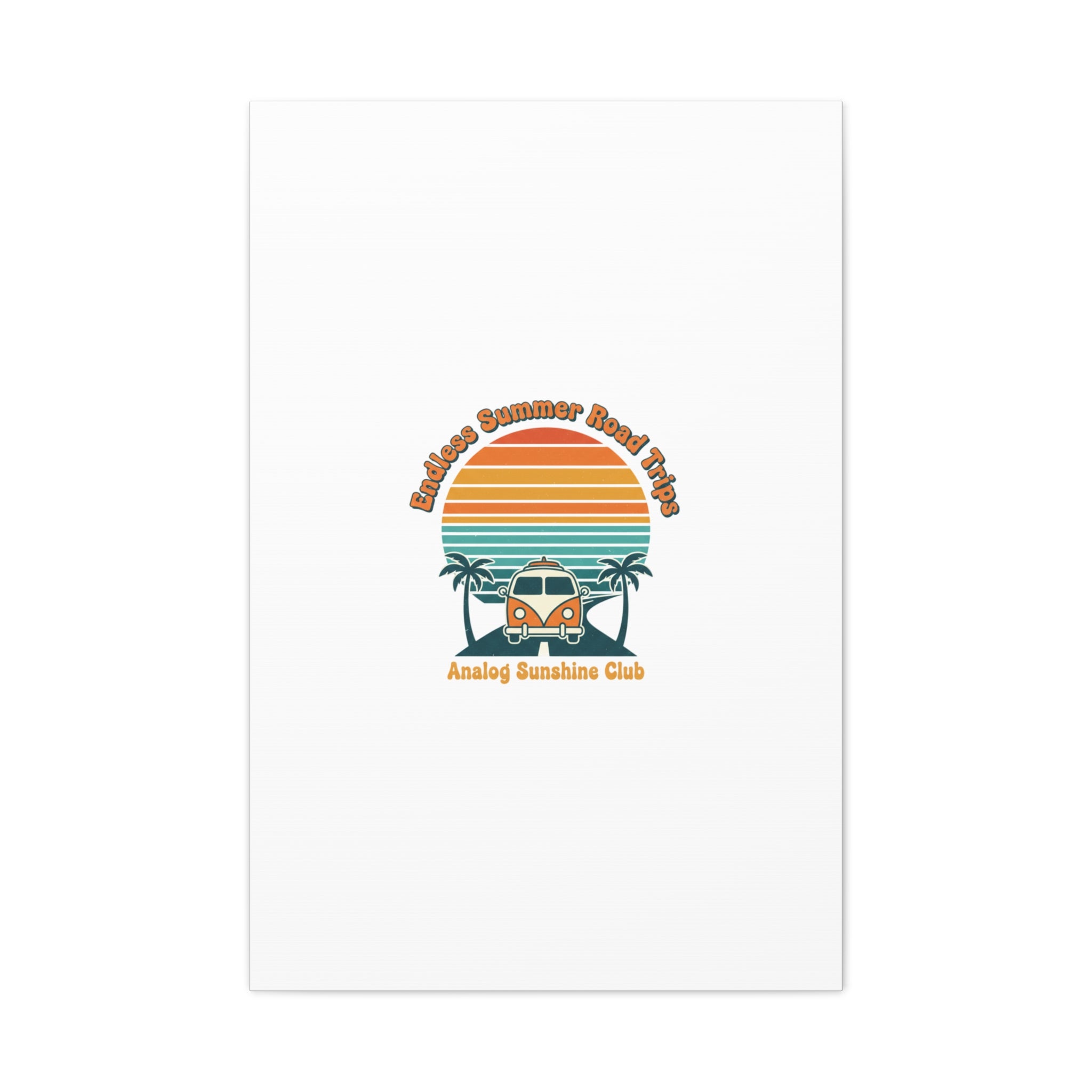 Endless Summer Road Trips Canvas | 1970s Sunset, Retro Surf Palm Art 24" x 36" (Vertical) 1.25"
