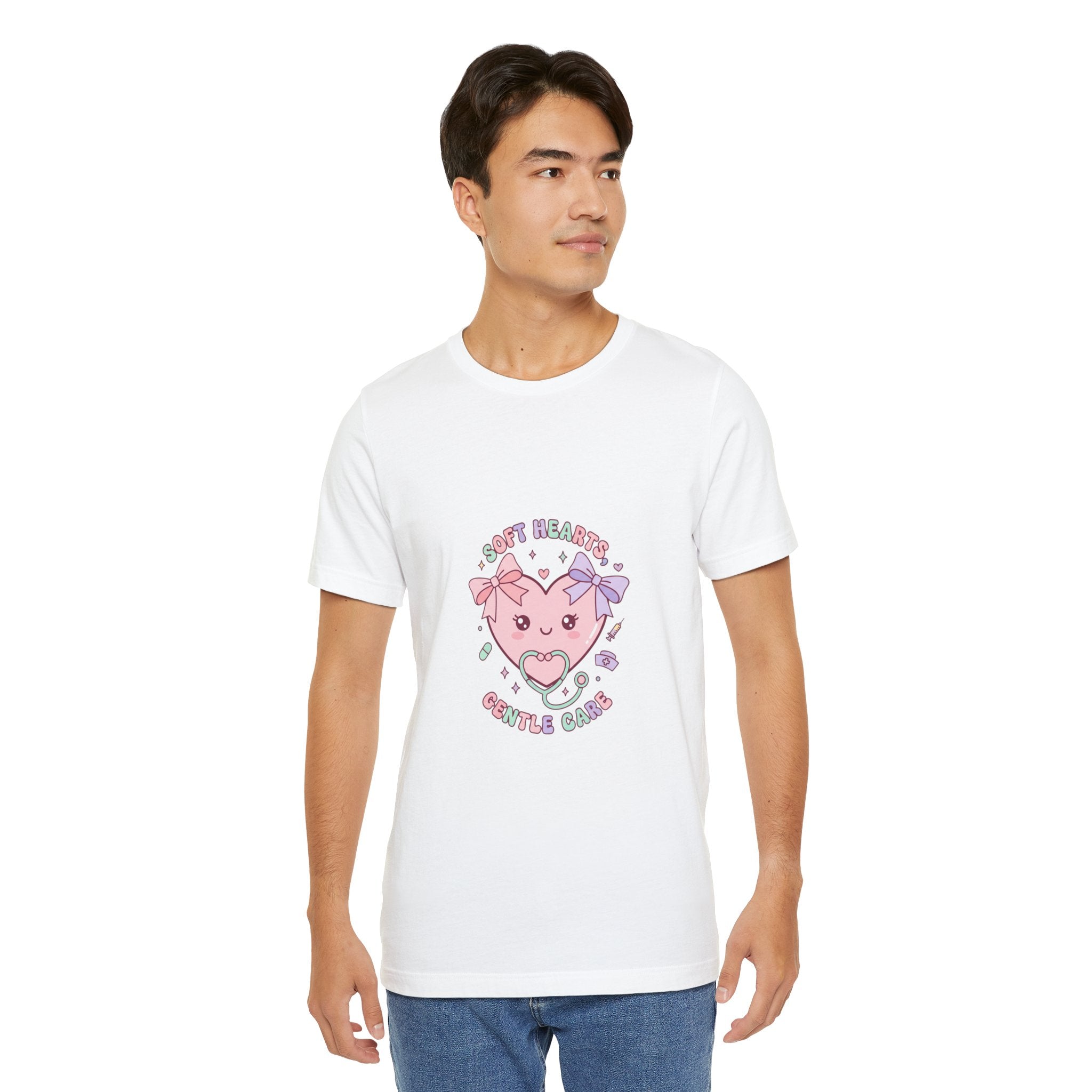 Kawaii Nurse Heart Tee | pastel healthcare design, coquette medical shirt Navy