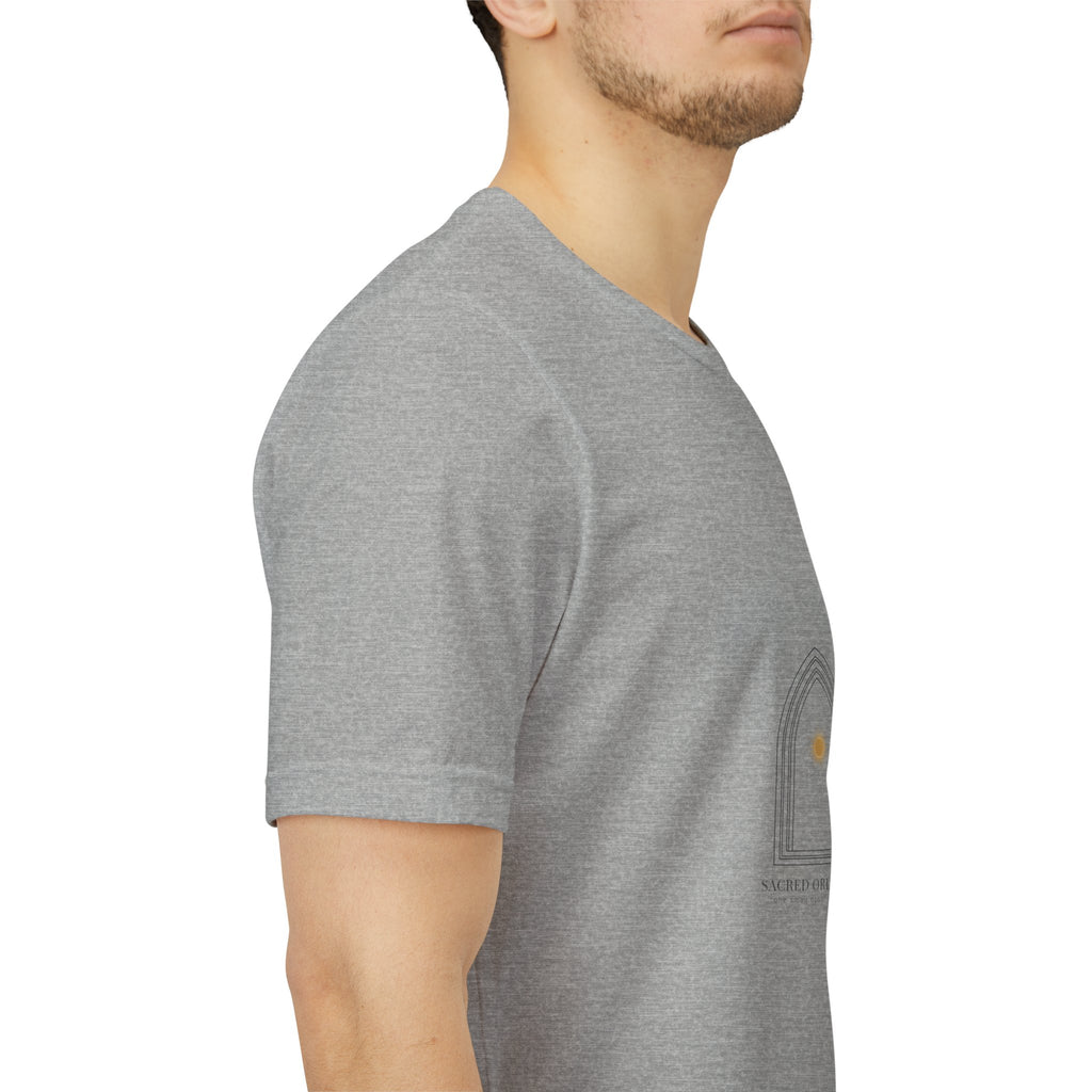 Gothic Arch Minimal Tee | Monastic Minimalism, serene typography Navy