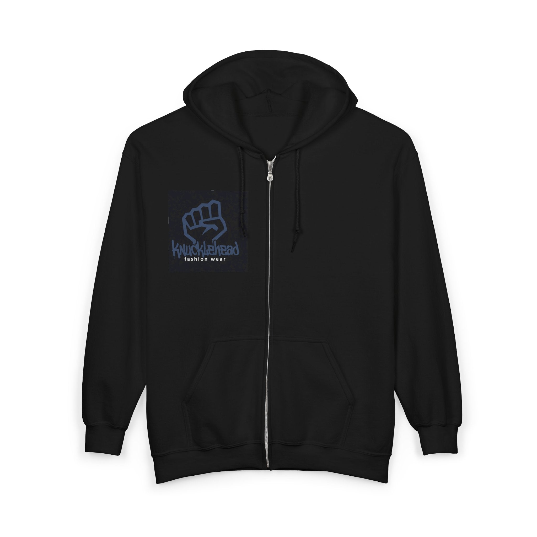 Fist Logo Zip Hoodie â Empowerment Graphic Full-Zip Sweatshirt Black