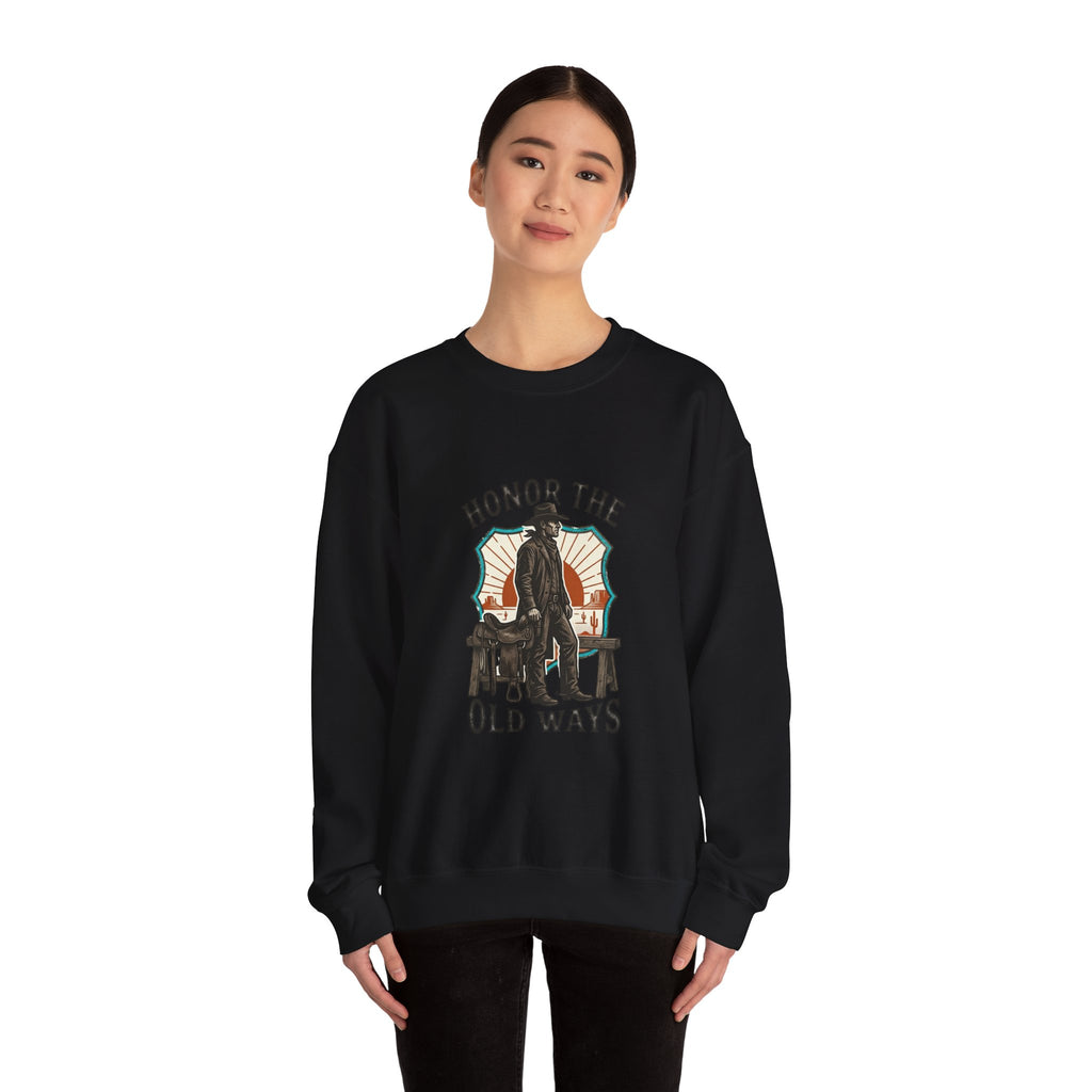 Honor the Old Ways Crewneck Sweatshirt | Western, Americana, Vintage. Navy