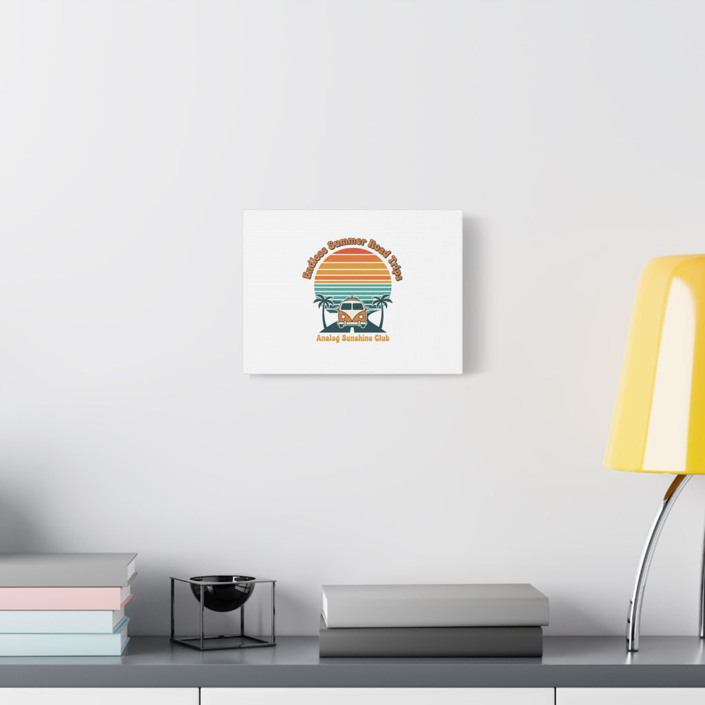 Endless Summer Road Trips Canvas | 1970s Sunset, Retro Surf Palm Art 36" x 36" 1.25"