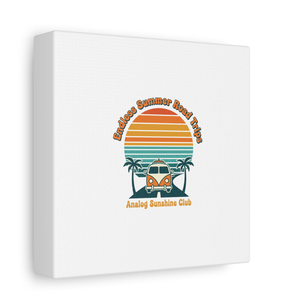 Endless Summer Road Trips Canvas | 1970s Sunset, Retro Surf Palm Art 36" x 36" 1.25"