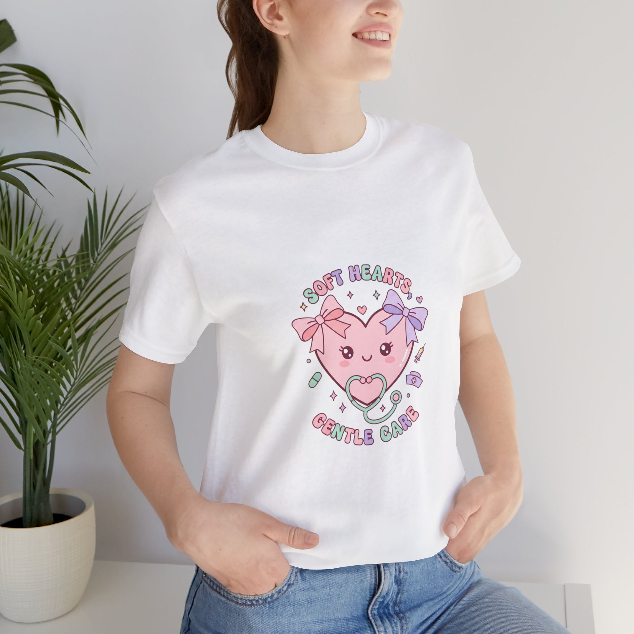 Kawaii Nurse Heart Tee | pastel healthcare design, coquette medical shirt Navy