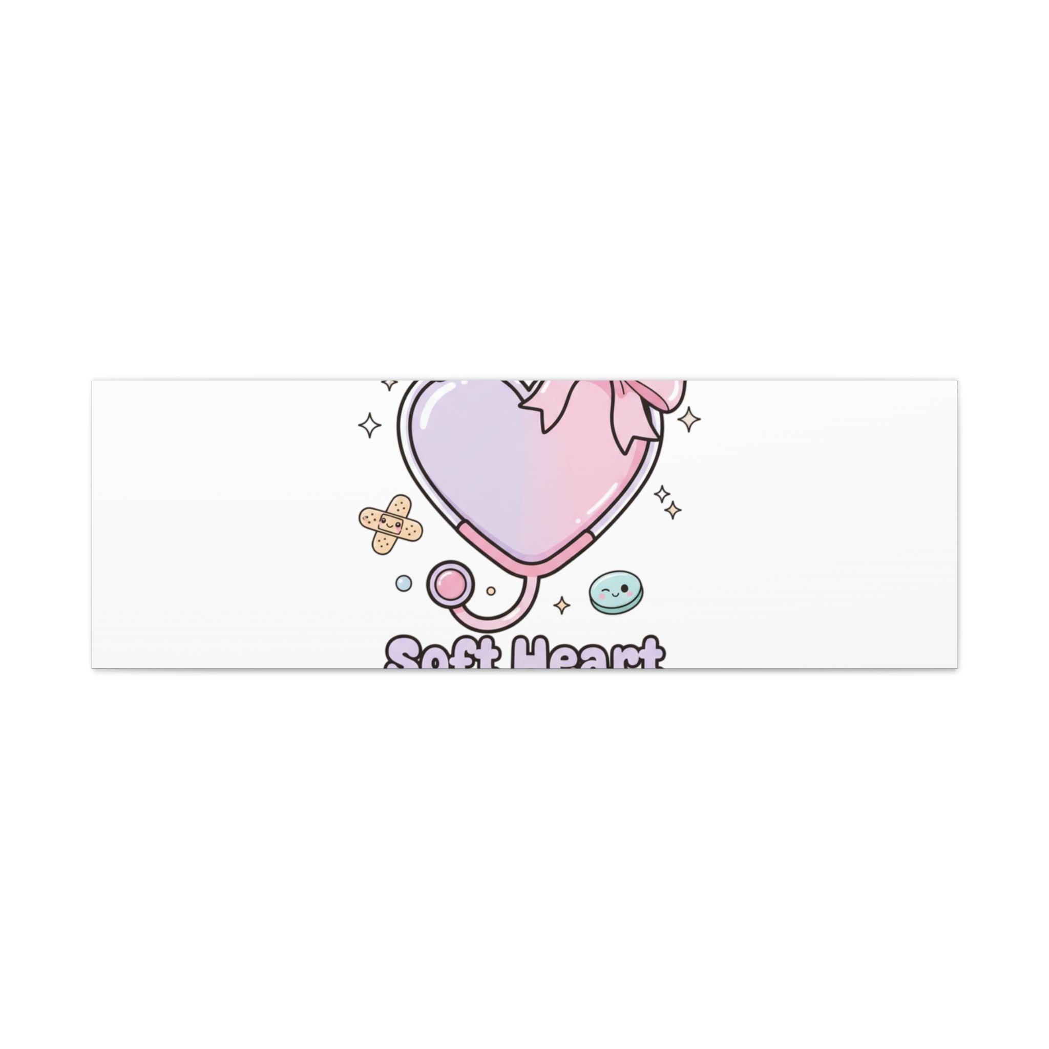 Soft Heart Strong Care Canvas, Pastel Cute Nurse Medical Art | Coquette Healthcare 48" x 16" (Horizontal) 1.25"