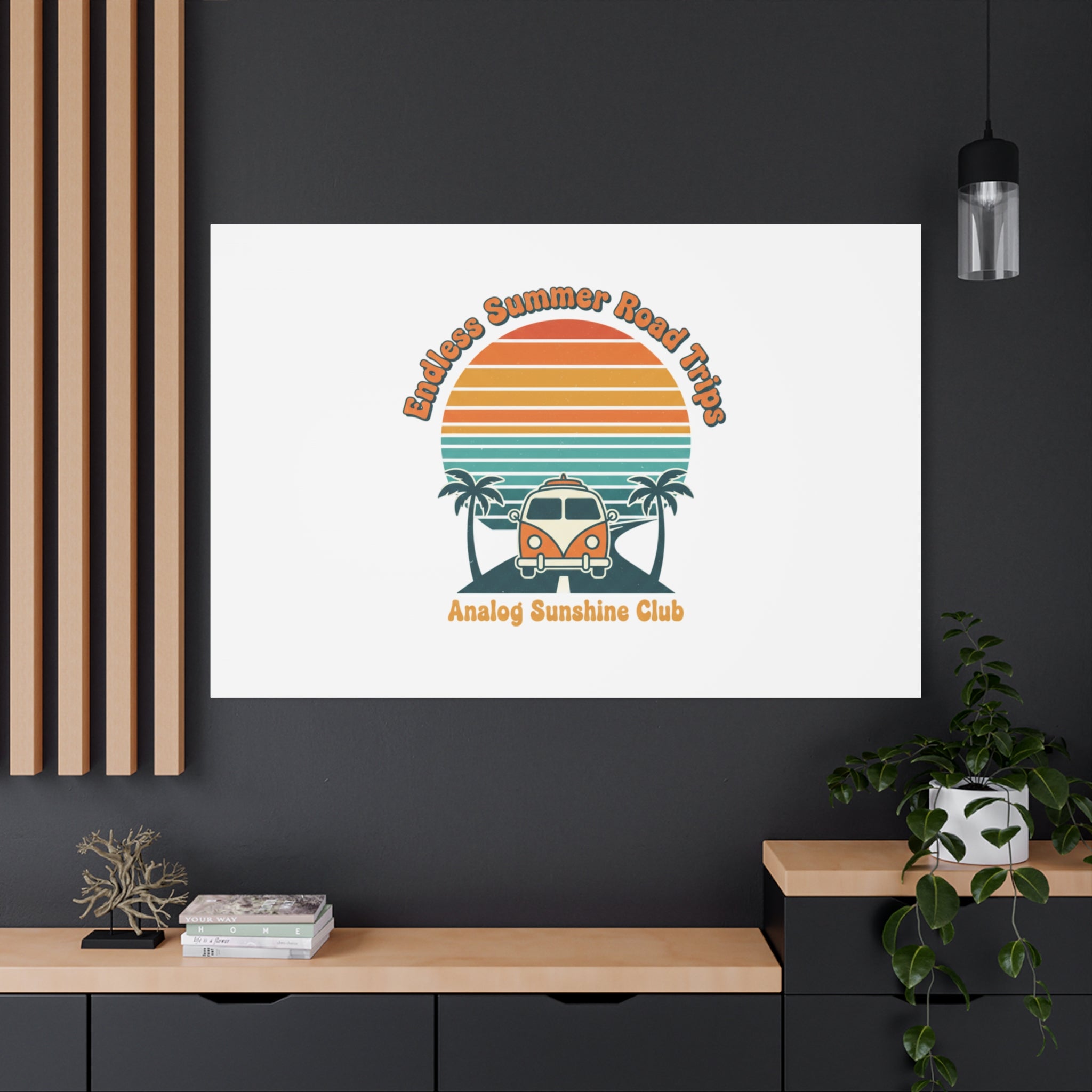 Endless Summer Road Trips Canvas | 1970s Sunset, Retro Surf Palm Art 36" x 36" 1.25"