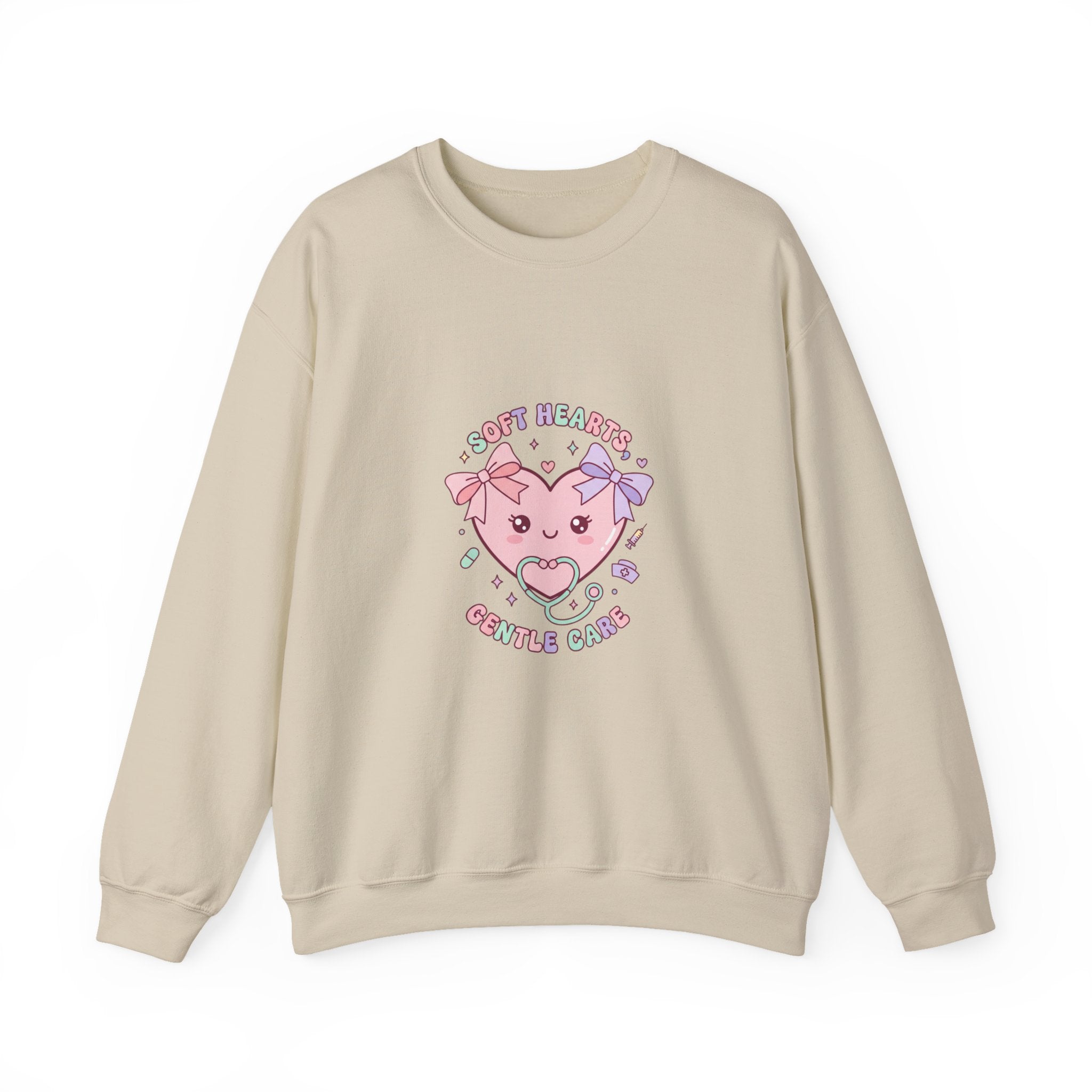 Cute Nurse Heart Crewneck Sweatshirt | pastel coquette medical, kawaii nurse graphic