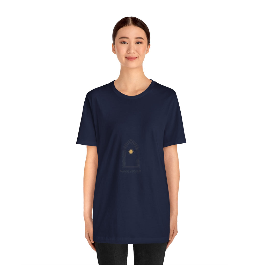 Gothic Arch Minimal Tee | Monastic Minimalism, serene typography Navy