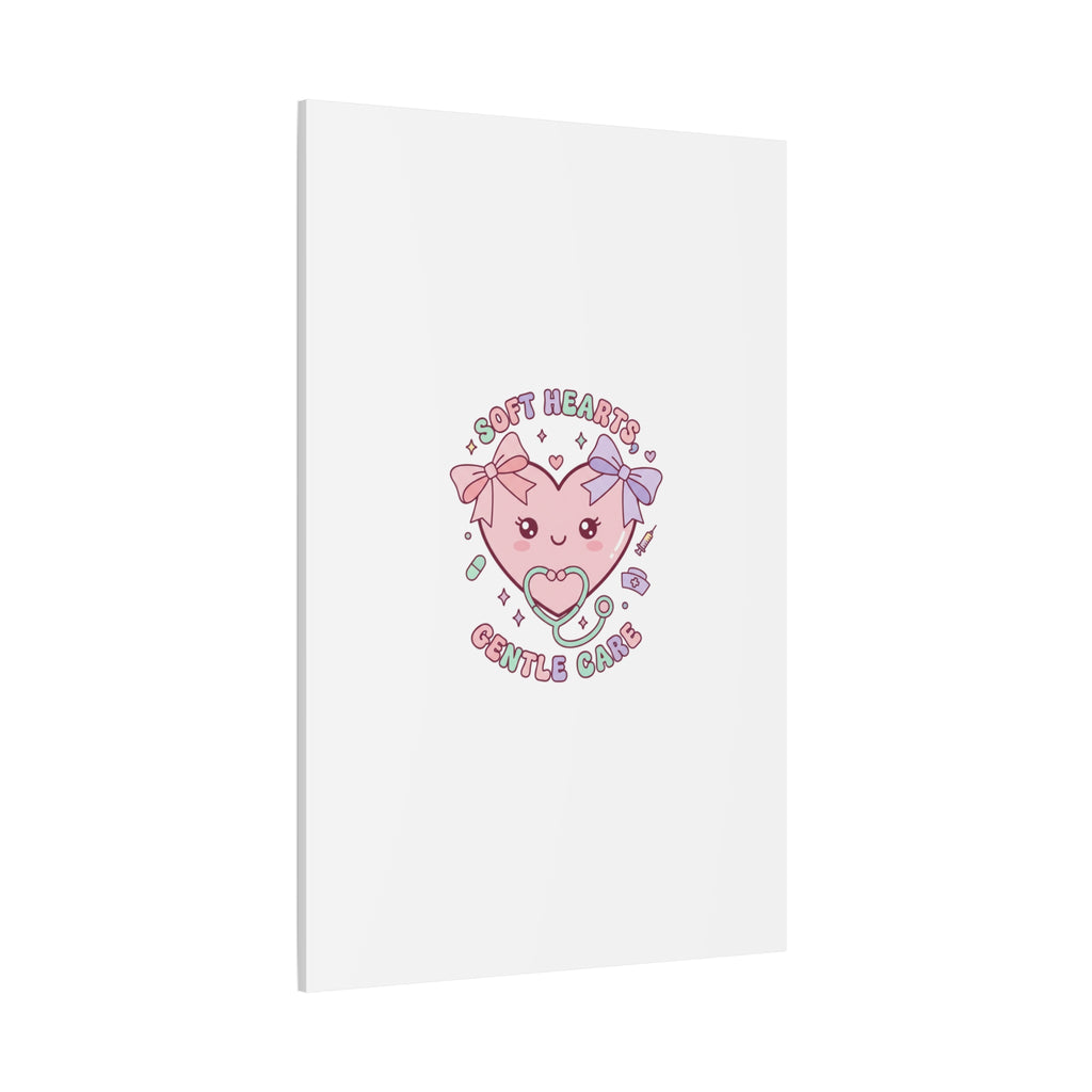 Soft Hearts Gentle Care Canvas, Cute Nurse Graphic | Pastel Coquette Medical Art 36" x 36" 1.25"