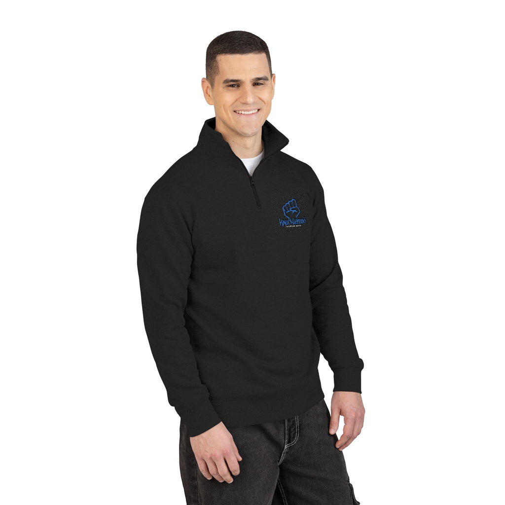 Embroidered Blue Rose Fleece Pullover â Cozy Quarter-Zip Sweatshirt