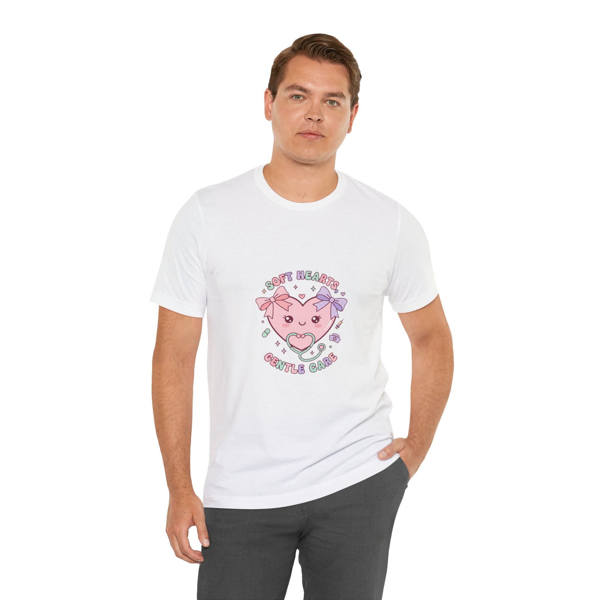 Kawaii Nurse Heart Tee | pastel healthcare design, coquette medical shirt Navy