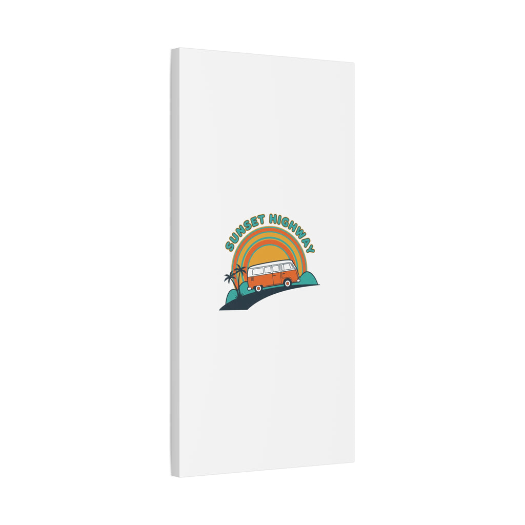 Sunset Highway Van Canvas | 1970s Retro Surf, Vintage Palm Poster 36" x 36" 1.25"