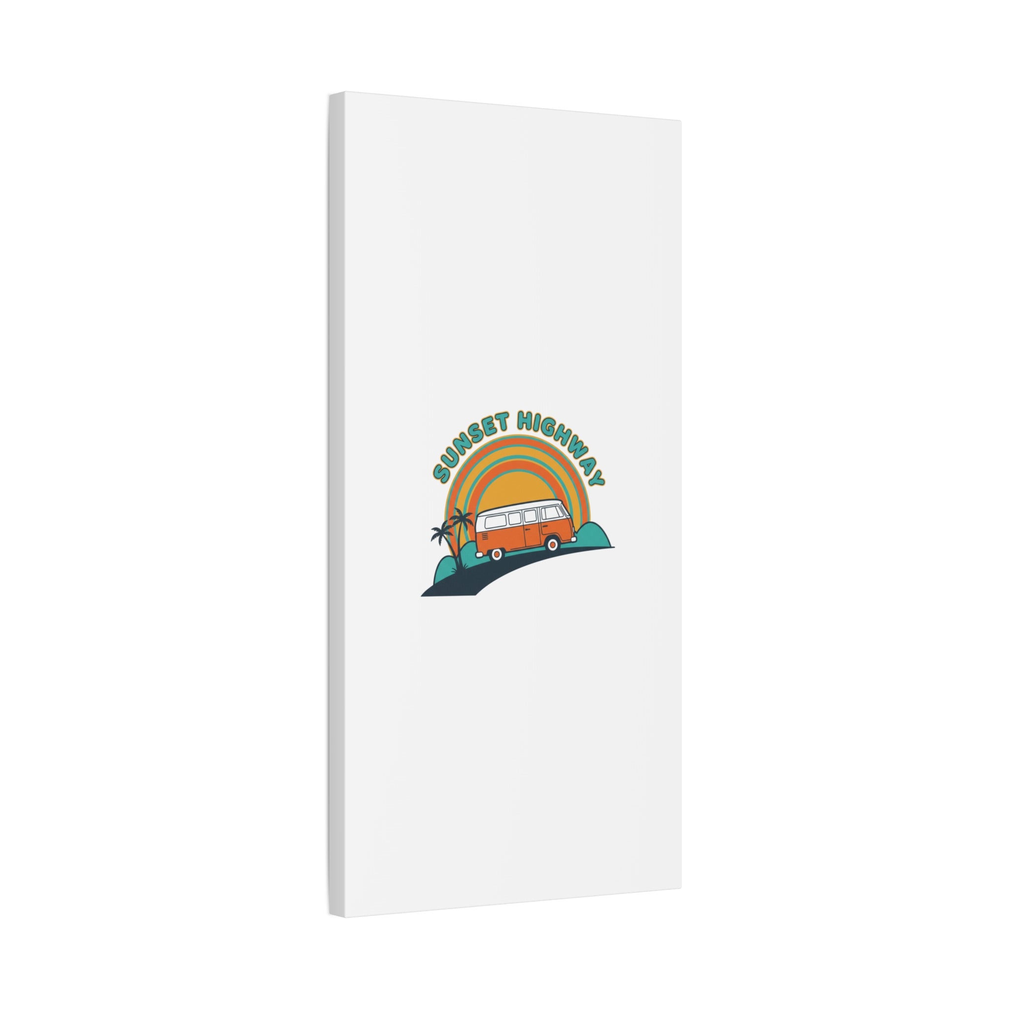 Sunset Highway Van Canvas | 1970s Retro Surf, Vintage Palm Poster 36" x 36" 1.25"