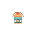 Retro VW Camper Sunset Sticker | 70s sunset, vintage palm postcard