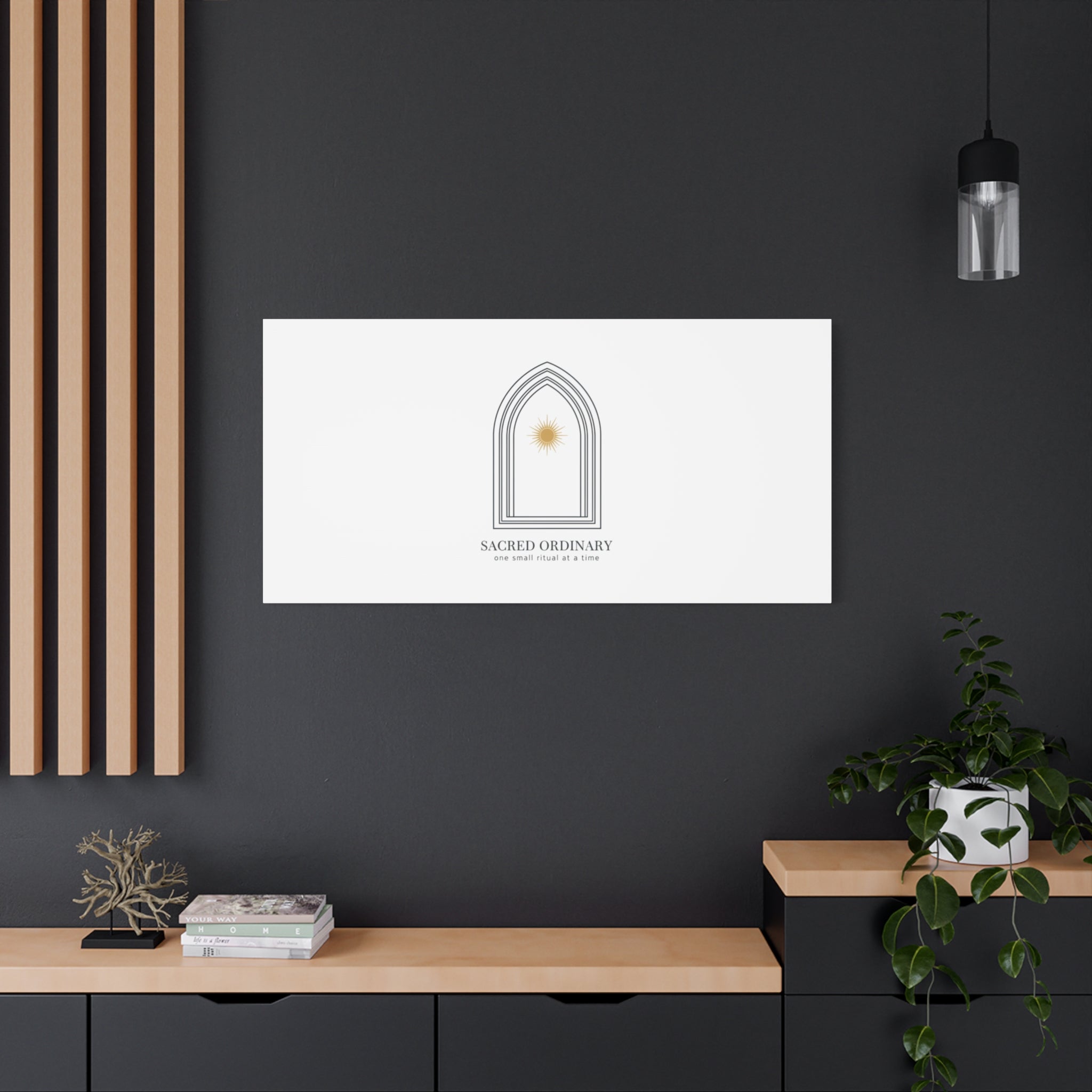 Sacred Ordinary Gothic Arch Canvas | Minimal Scripture Art, Quiet Luxury