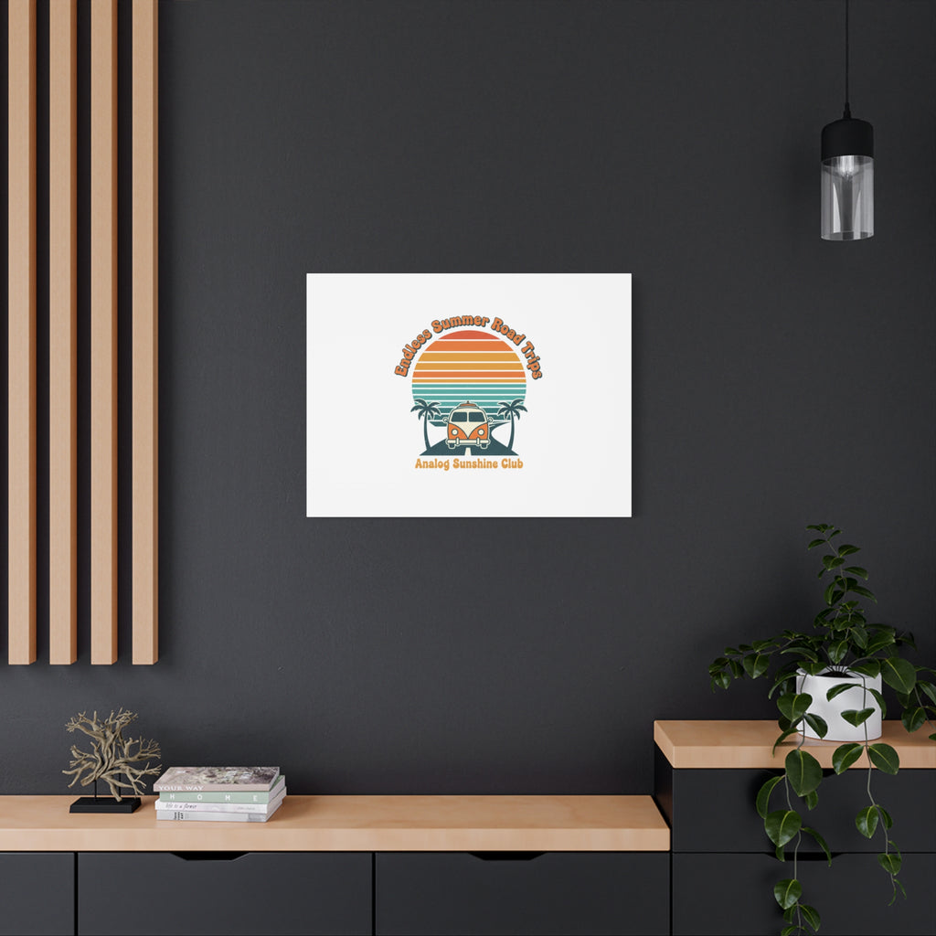 Endless Summer Road Trips Canvas | 1970s Sunset, Retro Surf Palm Art 36" x 36" 1.25"